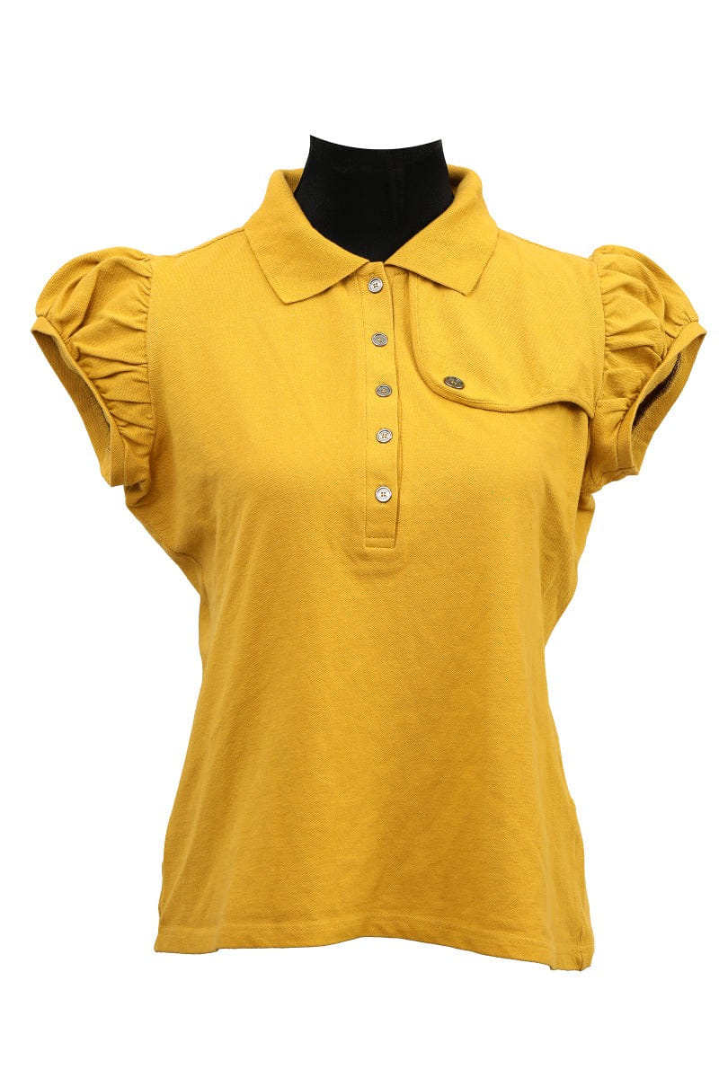 Burberry Size L Mustard Yellow Polo T - Shirt
