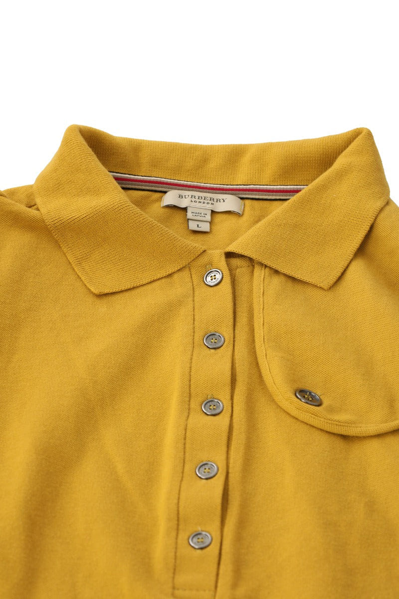 Burberry Size L Mustard Yellow Polo T - Shirt