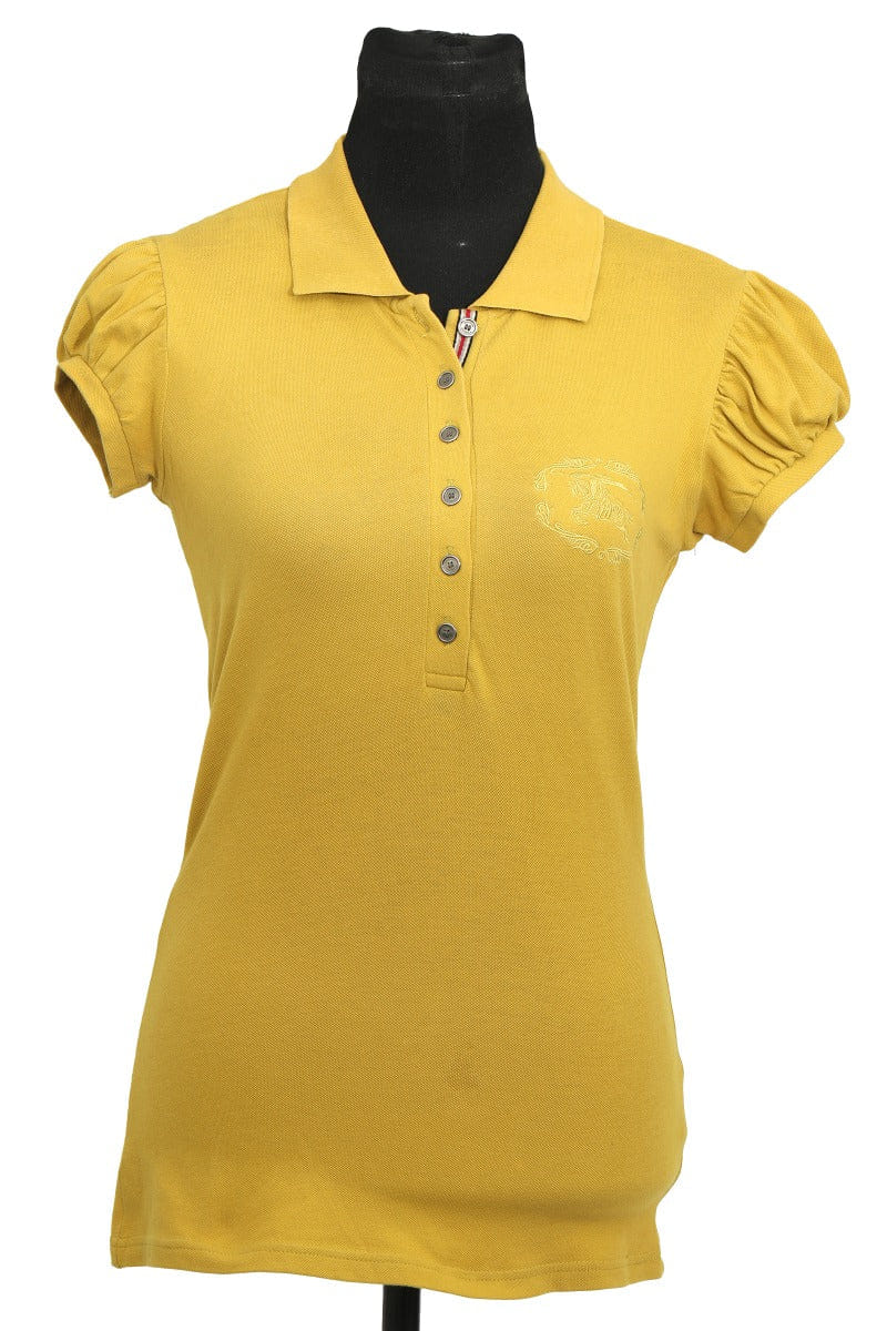 Burberry Size Xs Mustard Yellow Polo T-Shirt