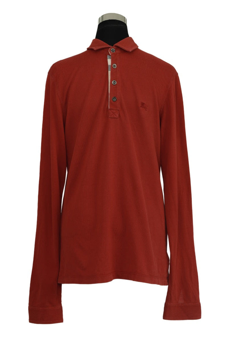 Burberry Size M Red Polo Classic Full Sleeved T-Shirt