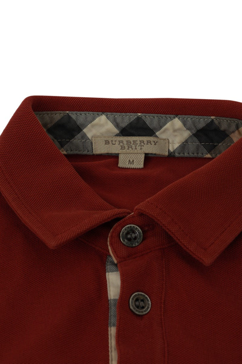 Burberry Size M Red Polo Classic Full Sleeved T-Shirt