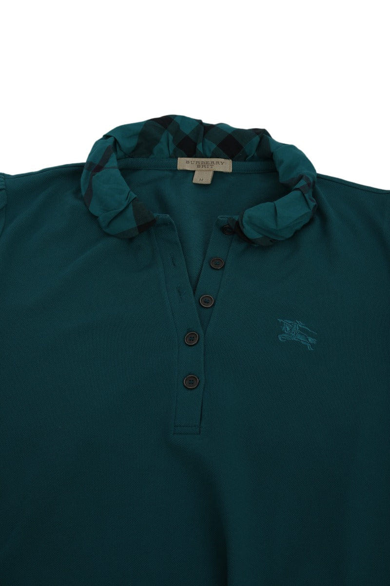 Burberry Size M Ruched Collar Polo T-Shirt