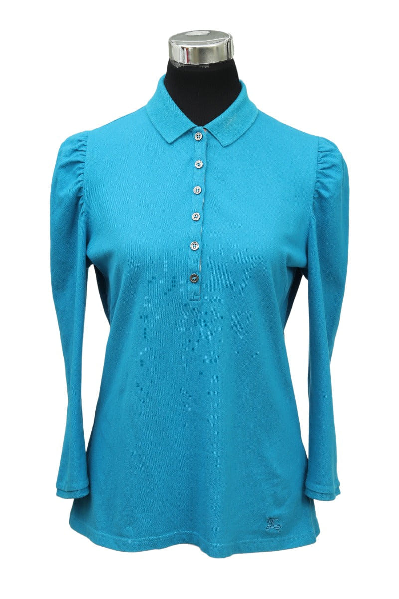 Burberry Brit Size L Blue Ruffled Sleeves T-Shirt