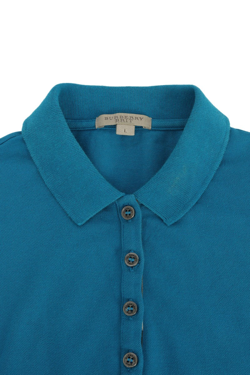 Burberry Brit Size L Blue Ruffled Sleeves T-Shirt