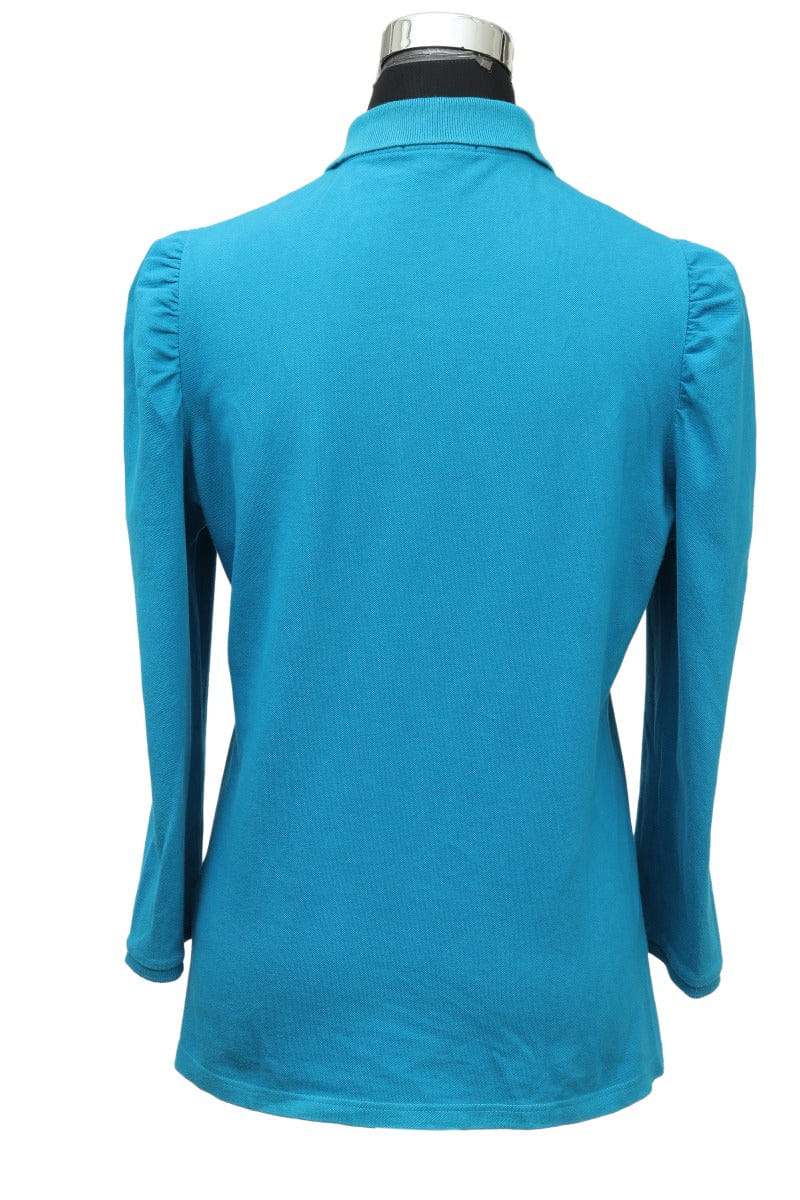 Burberry Brit Size L Blue Ruffled Sleeves T-Shirt