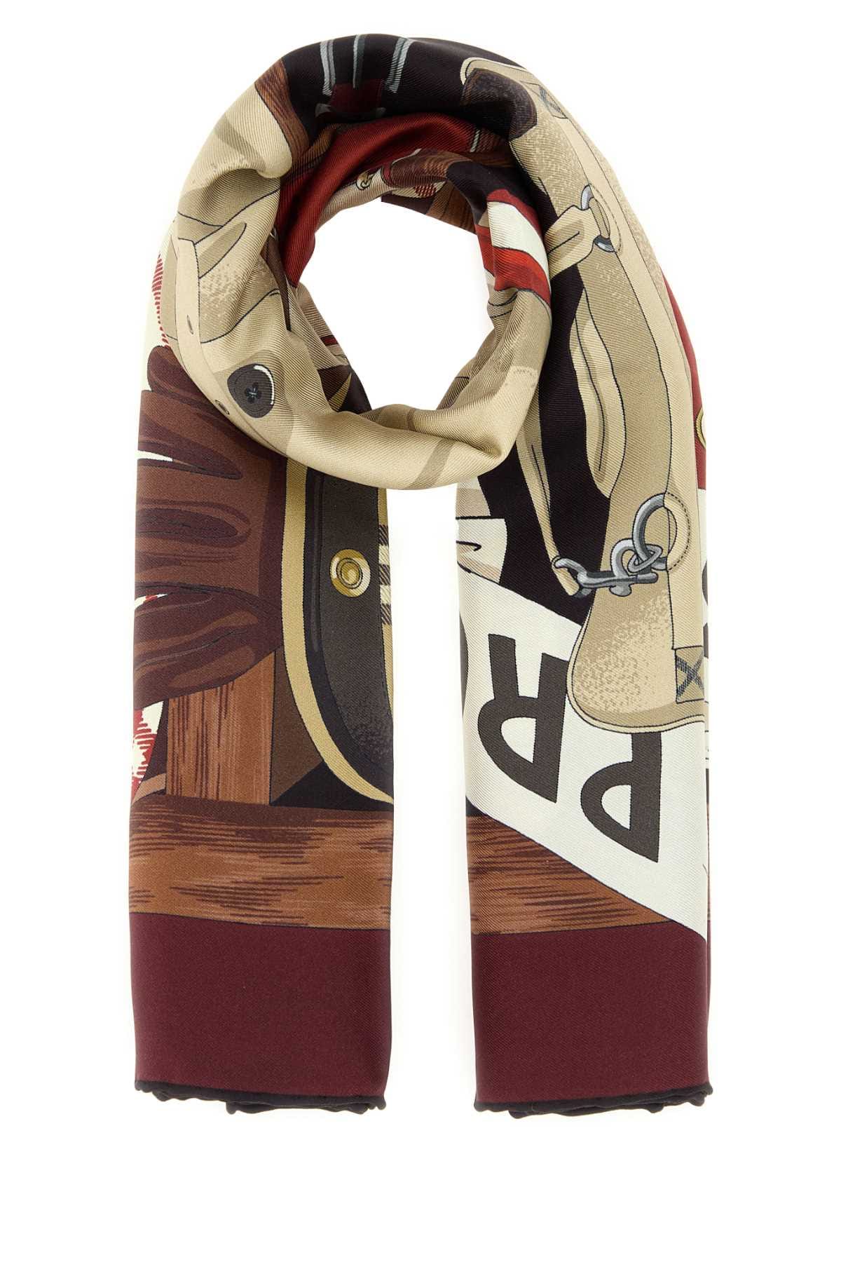 Burberry Equestrian - Print Mulberry Silk Scarf — Burgundy