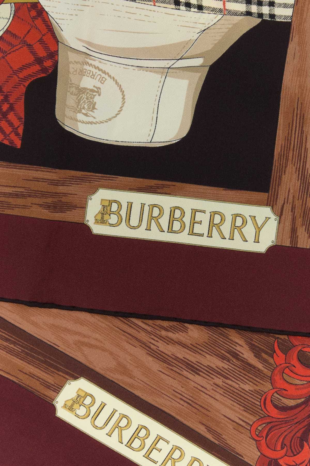 Burberry Equestrian - Print Mulberry Silk Scarf — Burgundy