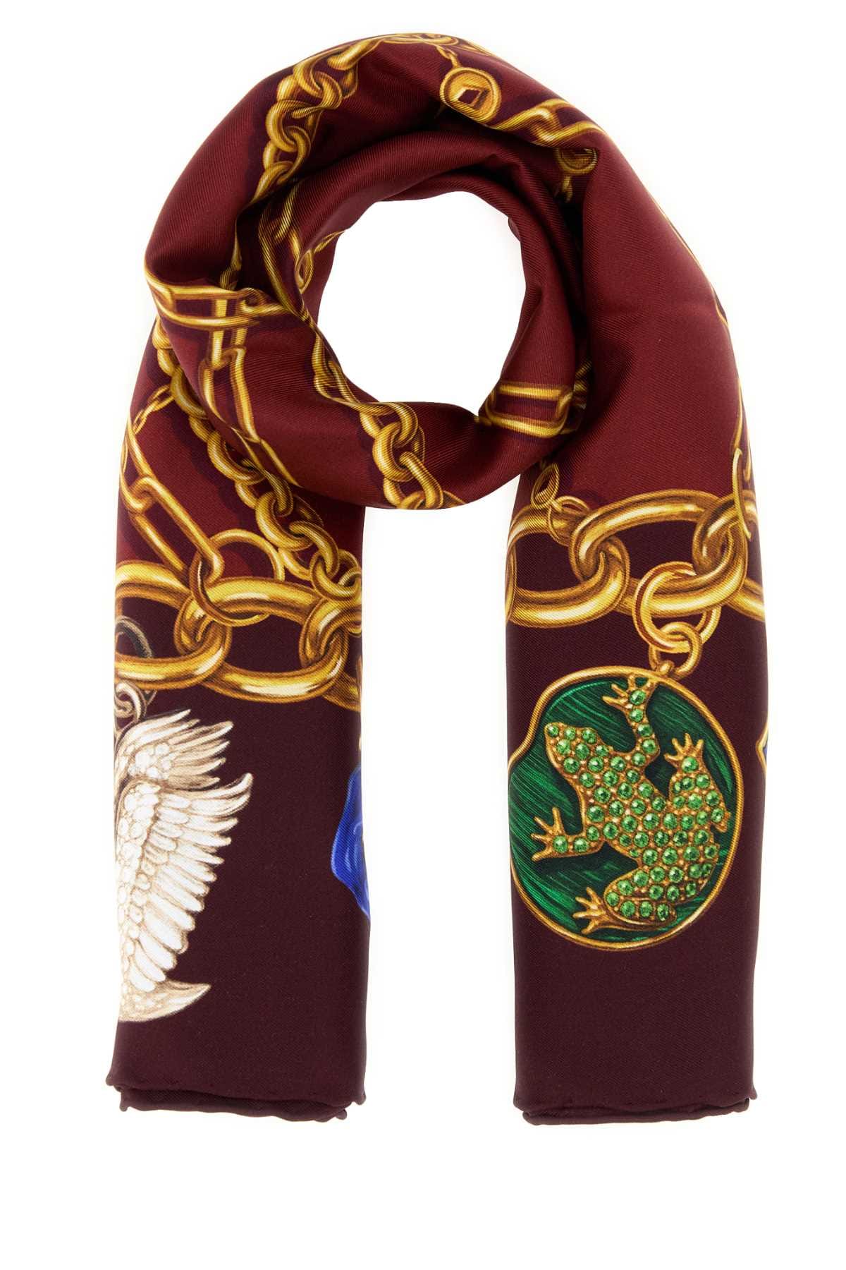 Burberry Chain - Print Mulberry Silk Scarf — Brown