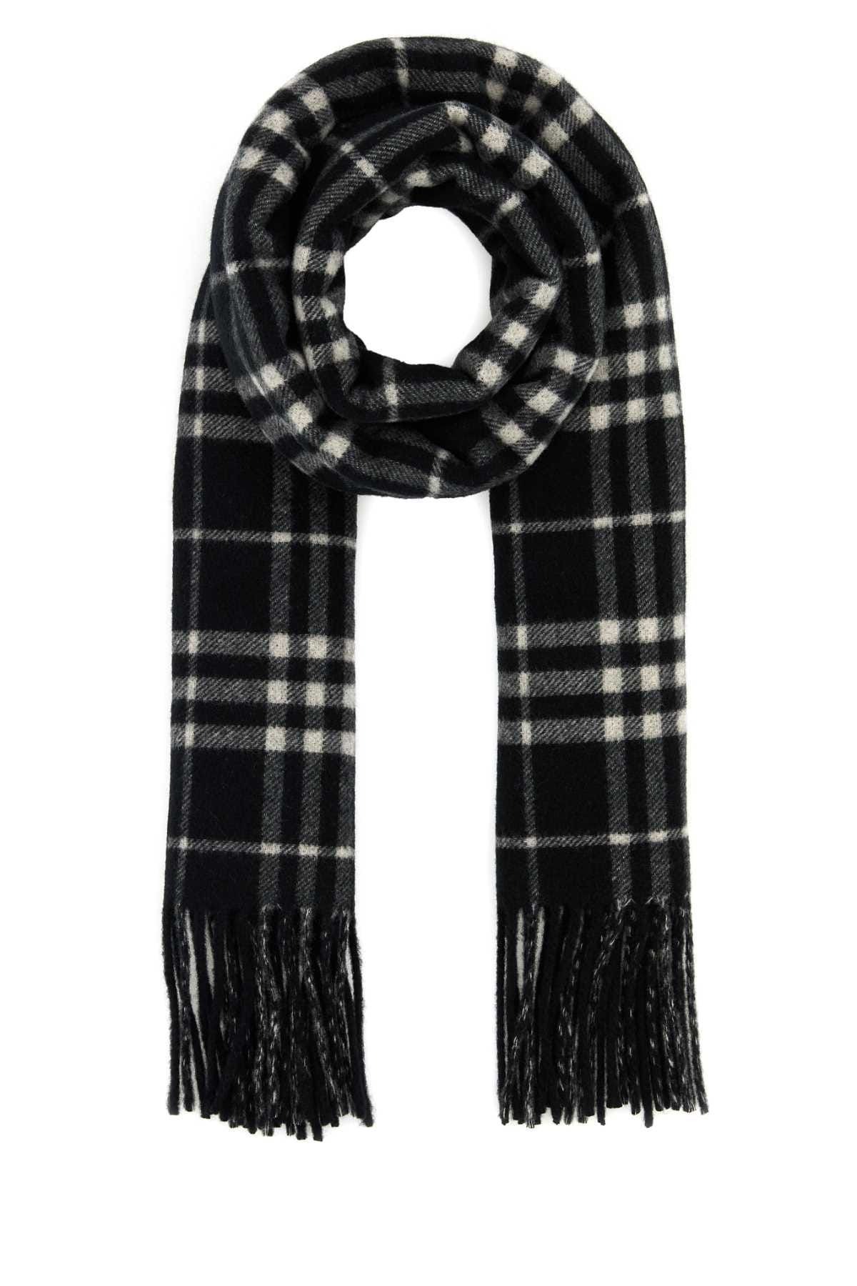 Burberry Tartan Cashmere Scarf — Black
