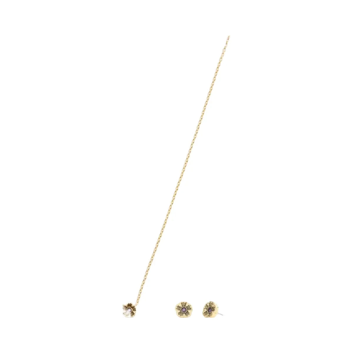 Coach Tea Rose Pendant Necklace And Earrings Gift Set Gold