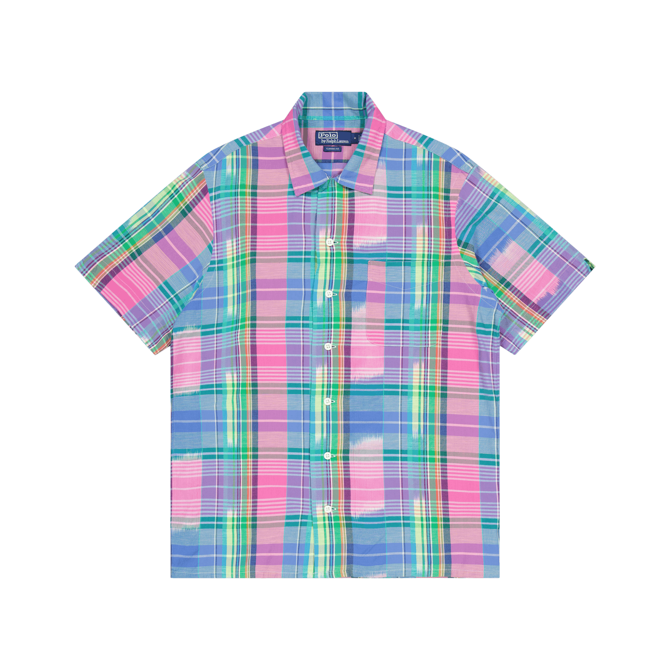 Polo Ralph Lauren Classic Fit Cotton Madras Camp Shirt Pink/Royal Multi
