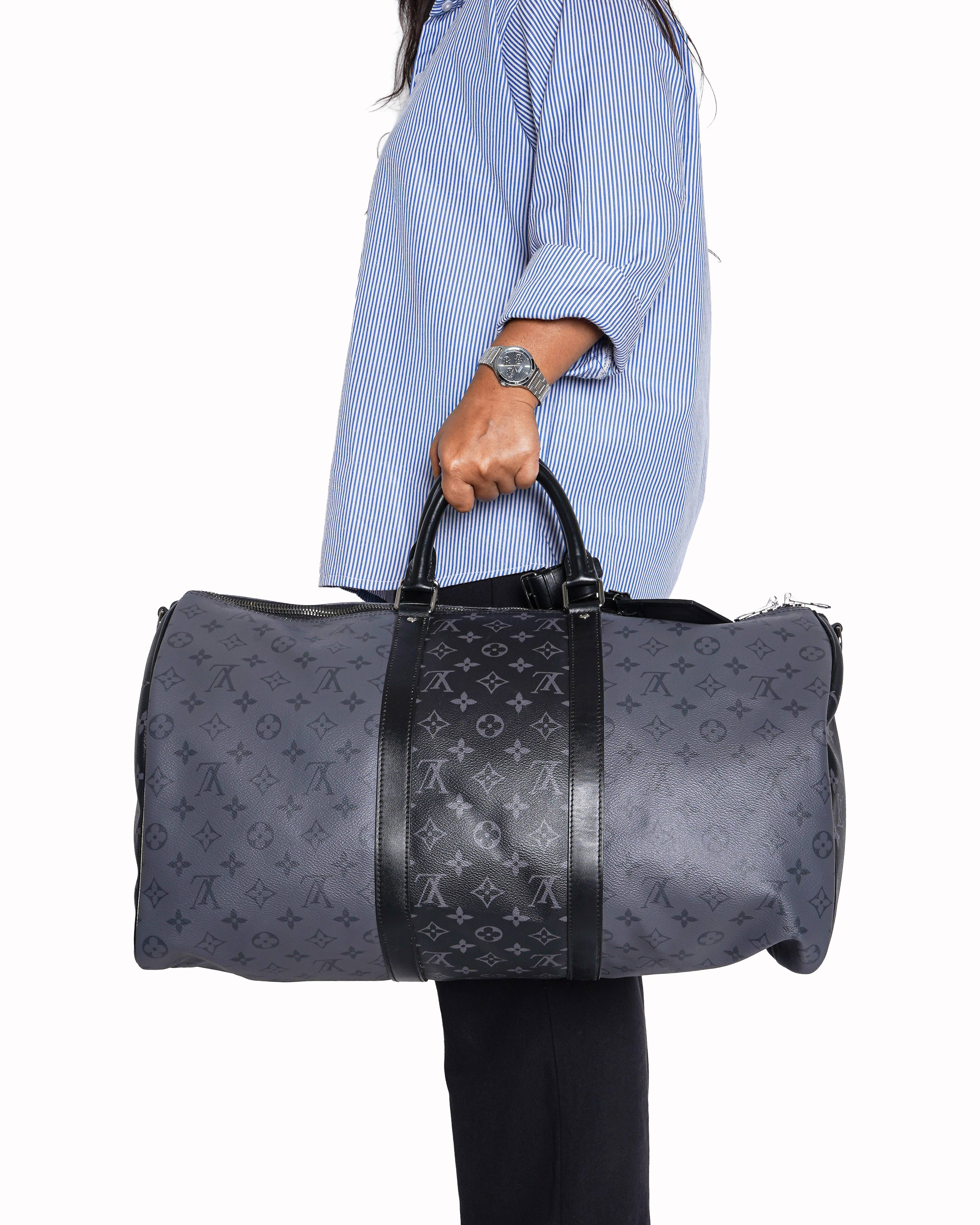 Louis Vuitton Keepall Bandoulière Monogram Eclipse Duffle Bag