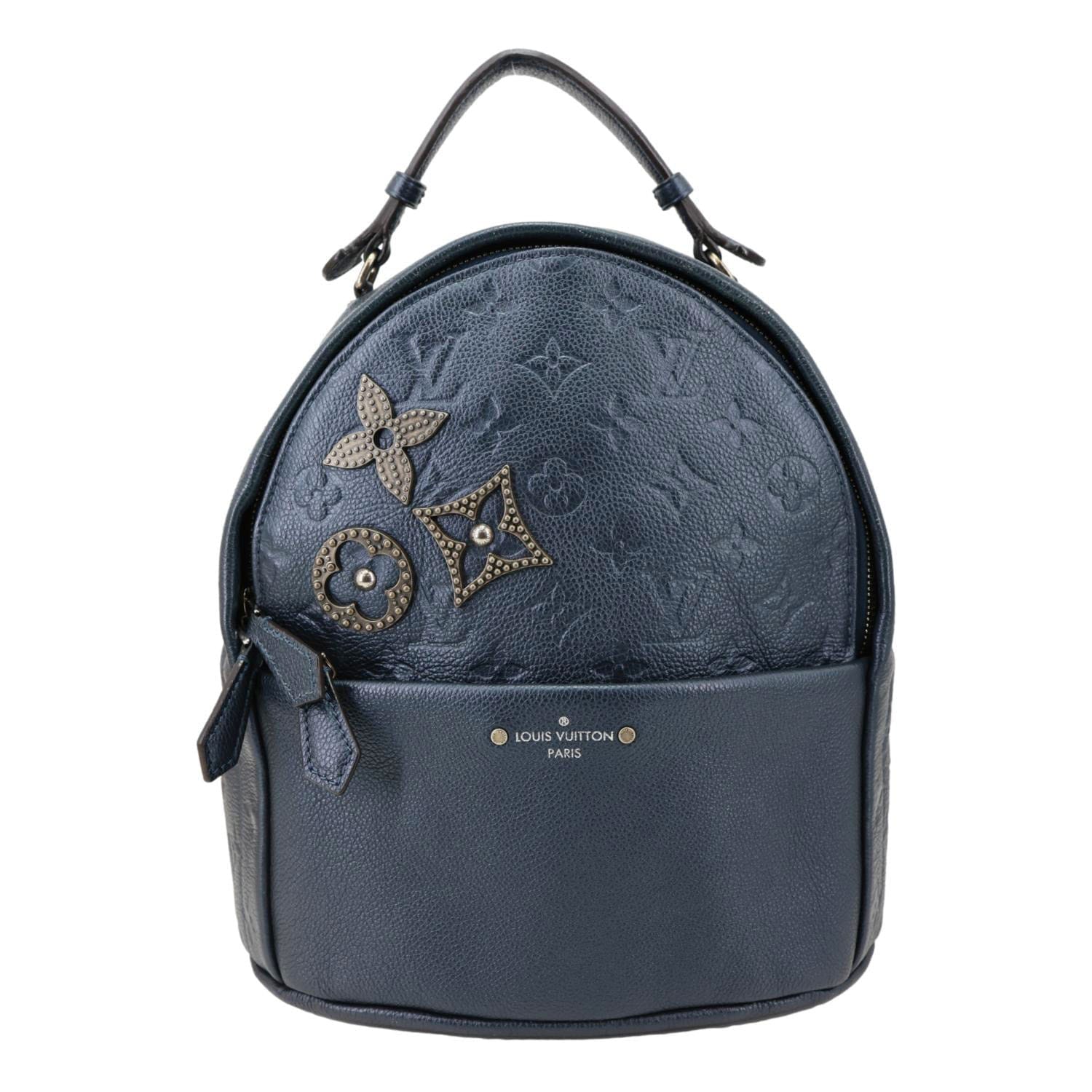 LOUIS VUITTON Flower Pins Monogram Empreinte Leather Backpack Blue