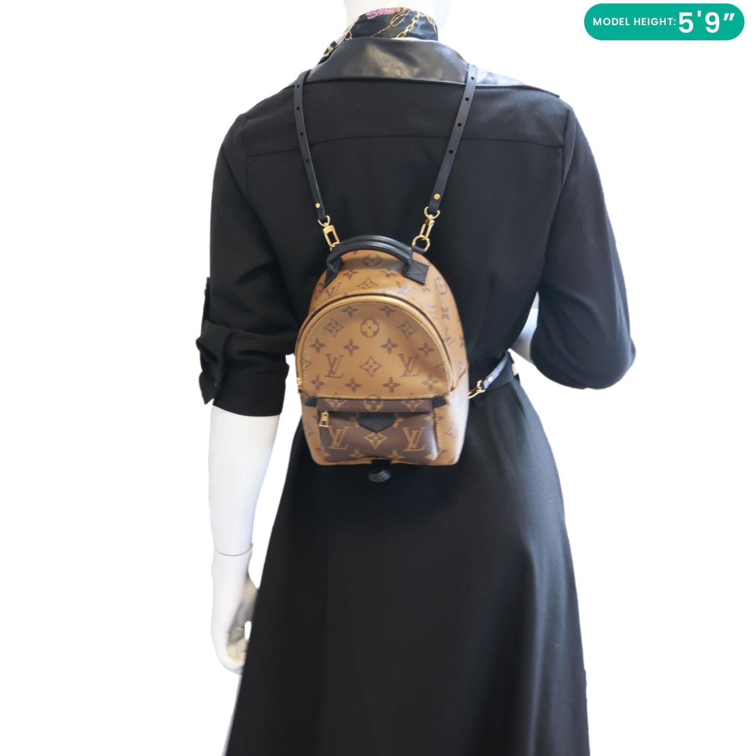 LOUIS VUITTON Palm Springs Mini Monogram Reverse Canvas Backpack Bag Brown
