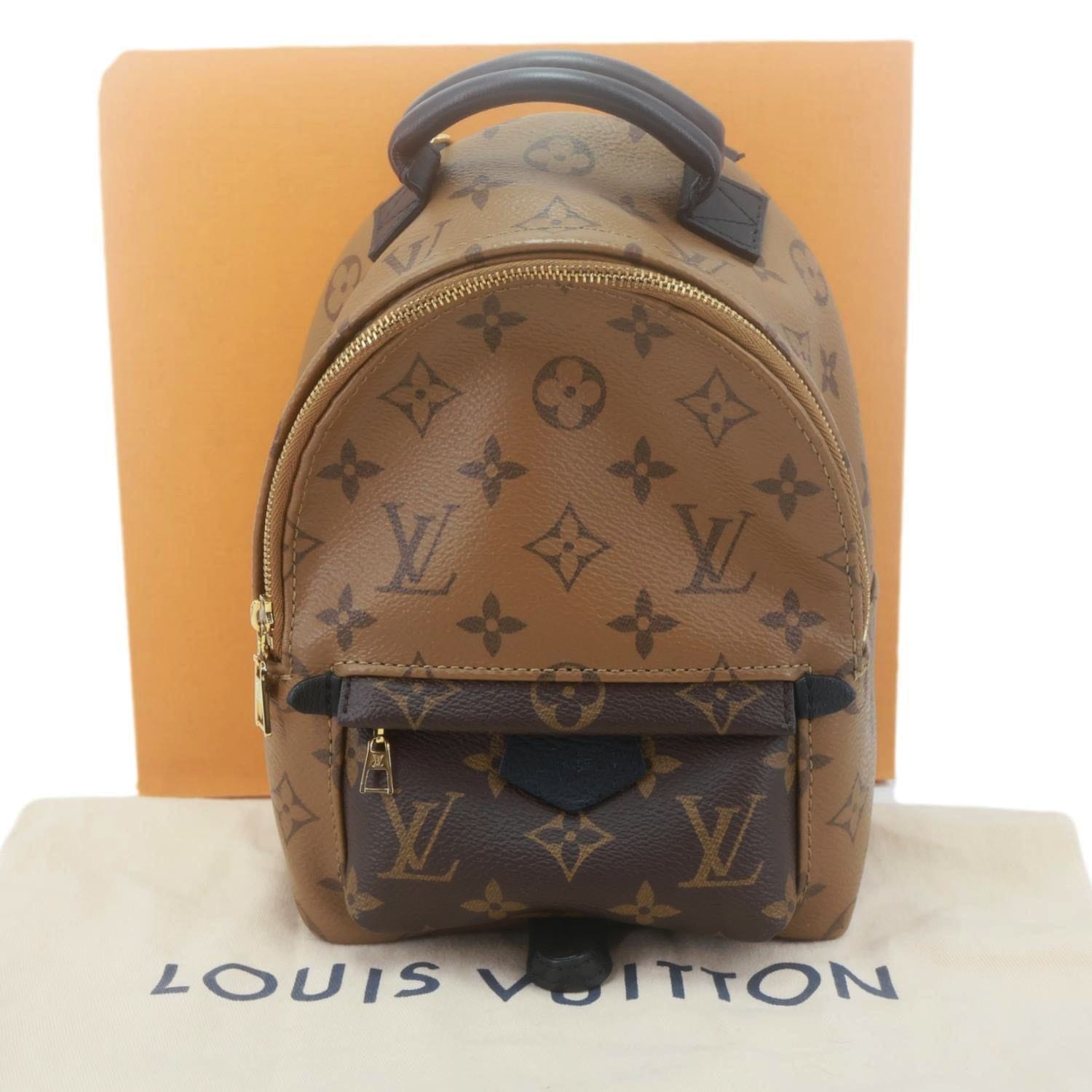 LOUIS VUITTON Palm Springs Mini Monogram Reverse Canvas Backpack Bag Brown