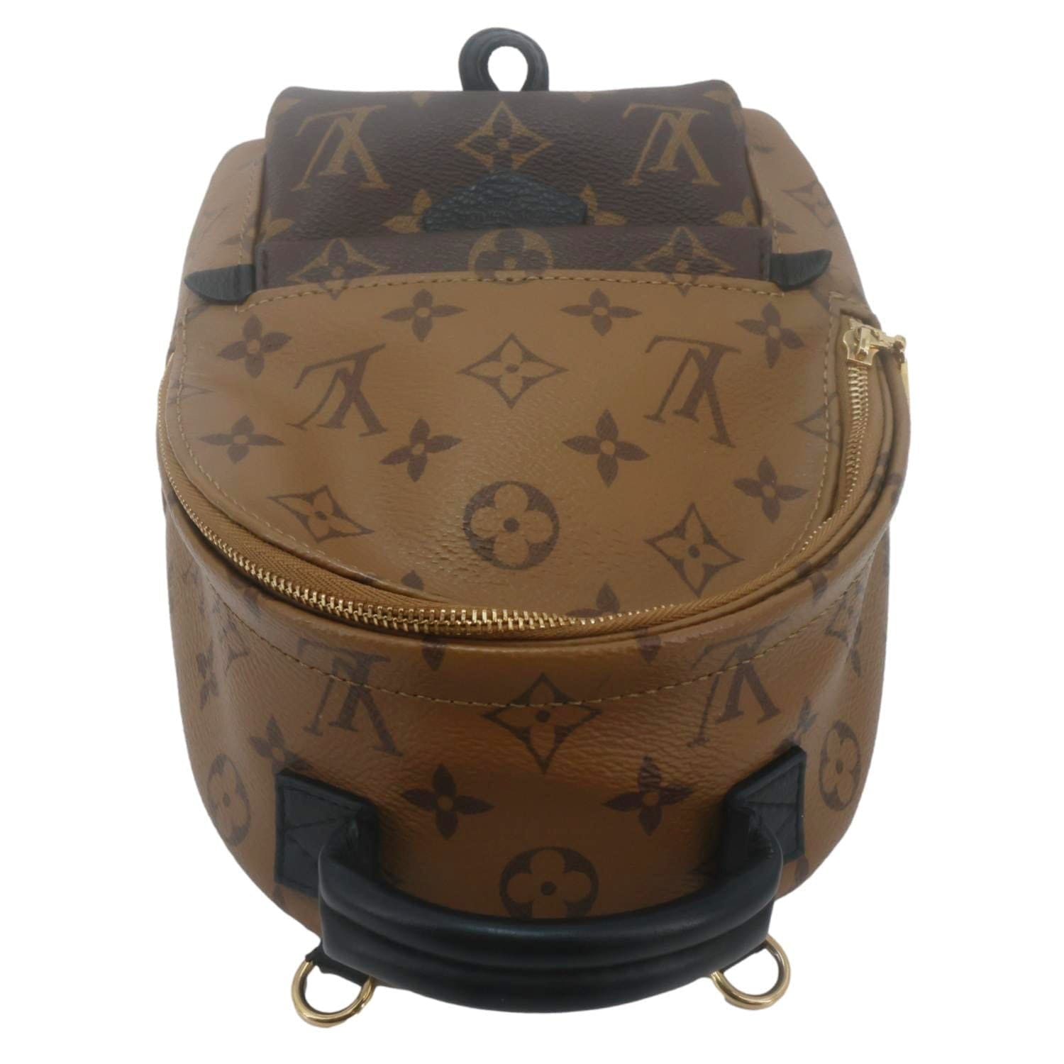 LOUIS VUITTON Palm Springs Mini Monogram Reverse Canvas Backpack Bag Brown
