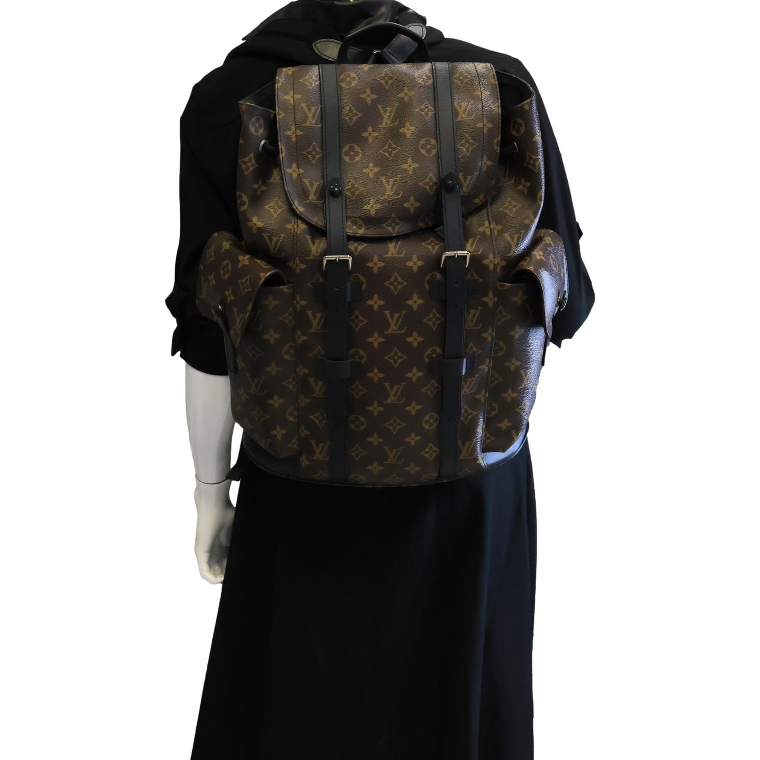 LOUIS VUITTON Christopher PM Monogram Macassar Canvas Backpack Bag Brown