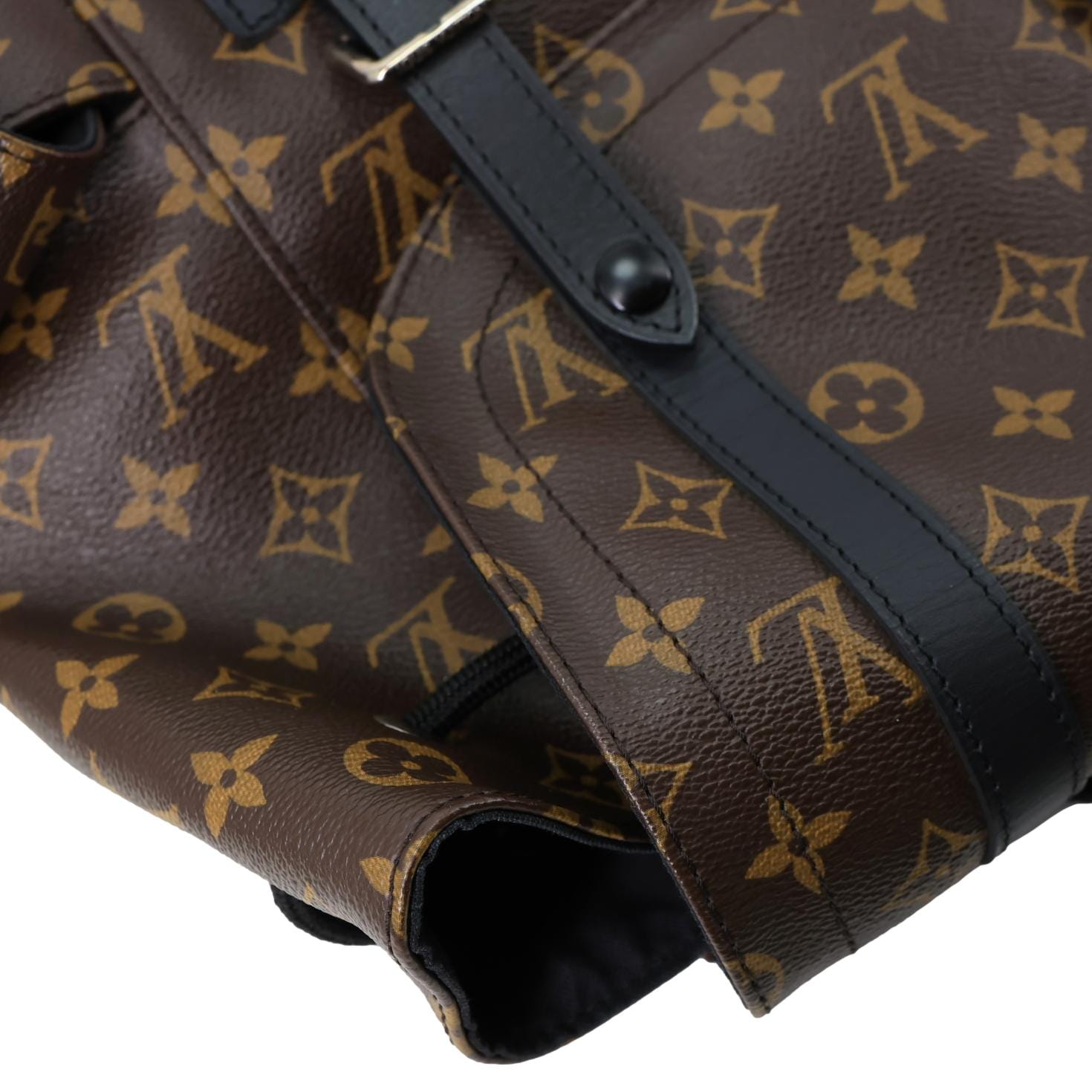 LOUIS VUITTON Christopher PM Monogram Macassar Canvas Backpack Bag Brown