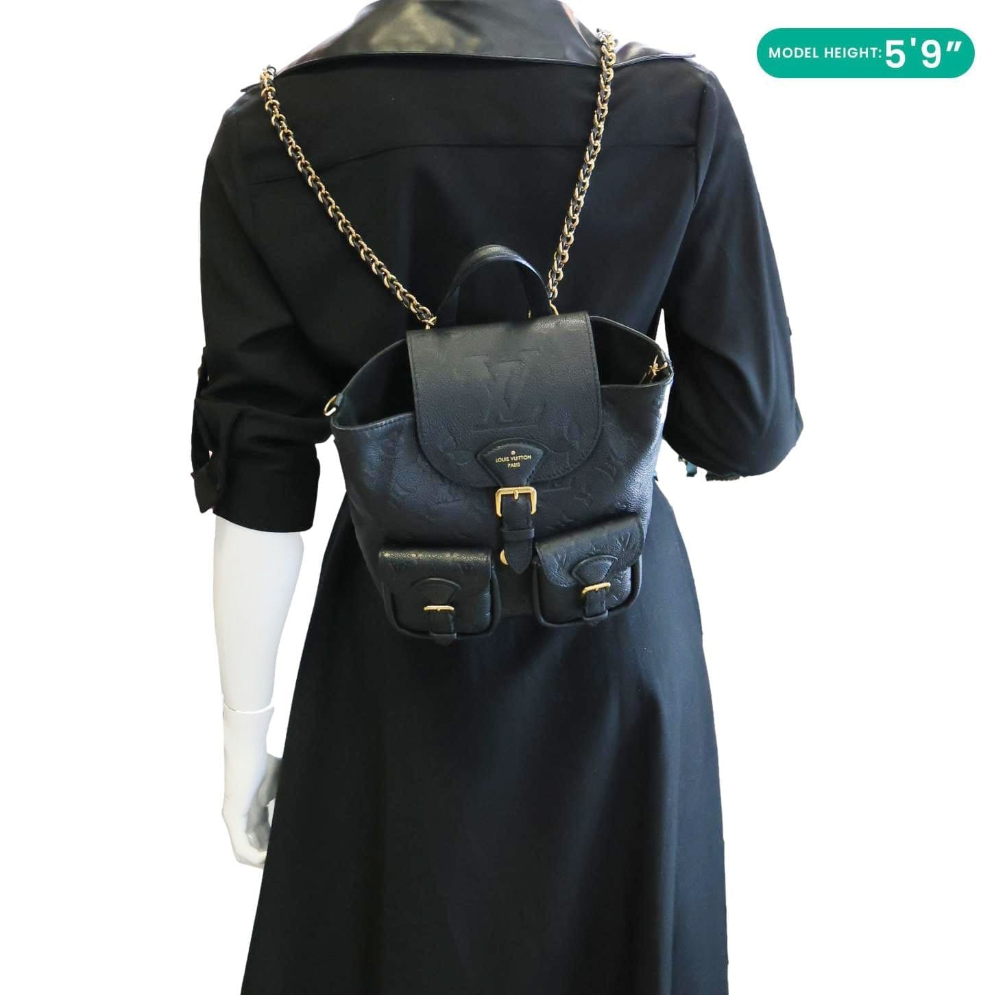 LOUIS VUITTON Backup Monogram Empreinte Leather Backpack Black