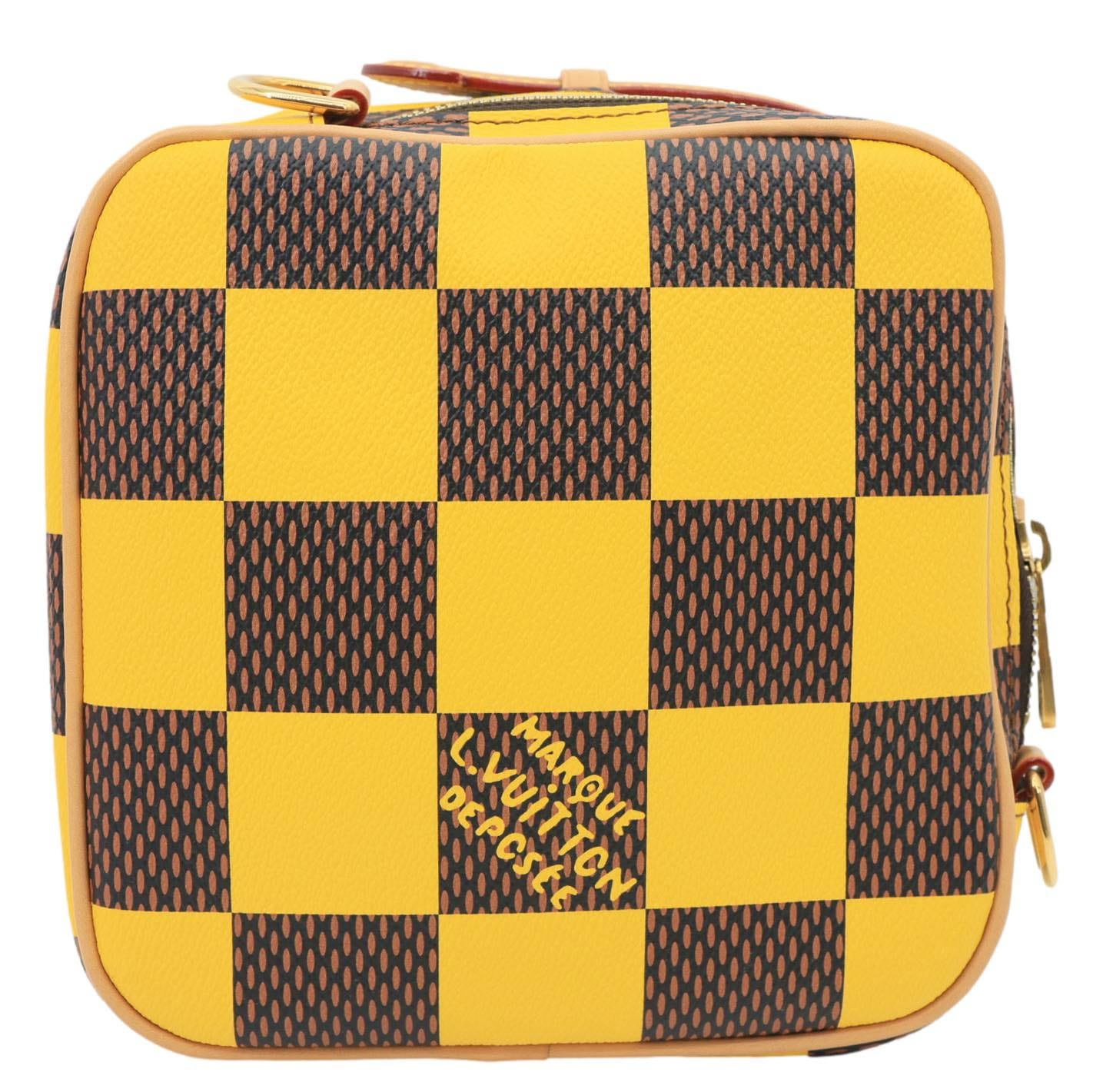 LOUIS VUITTON Volcano Damier Pop Chess Canvas Messenger Bag Yellow