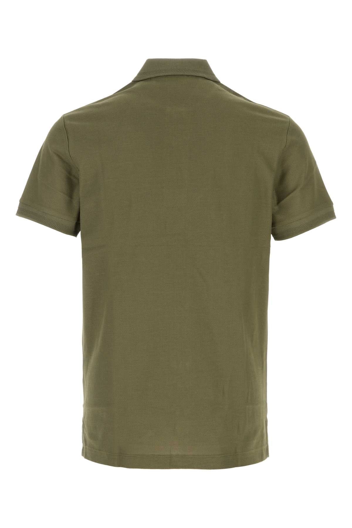 Burberry Logo - Embroidered Piquet Cotton Polo Shirt — Olive