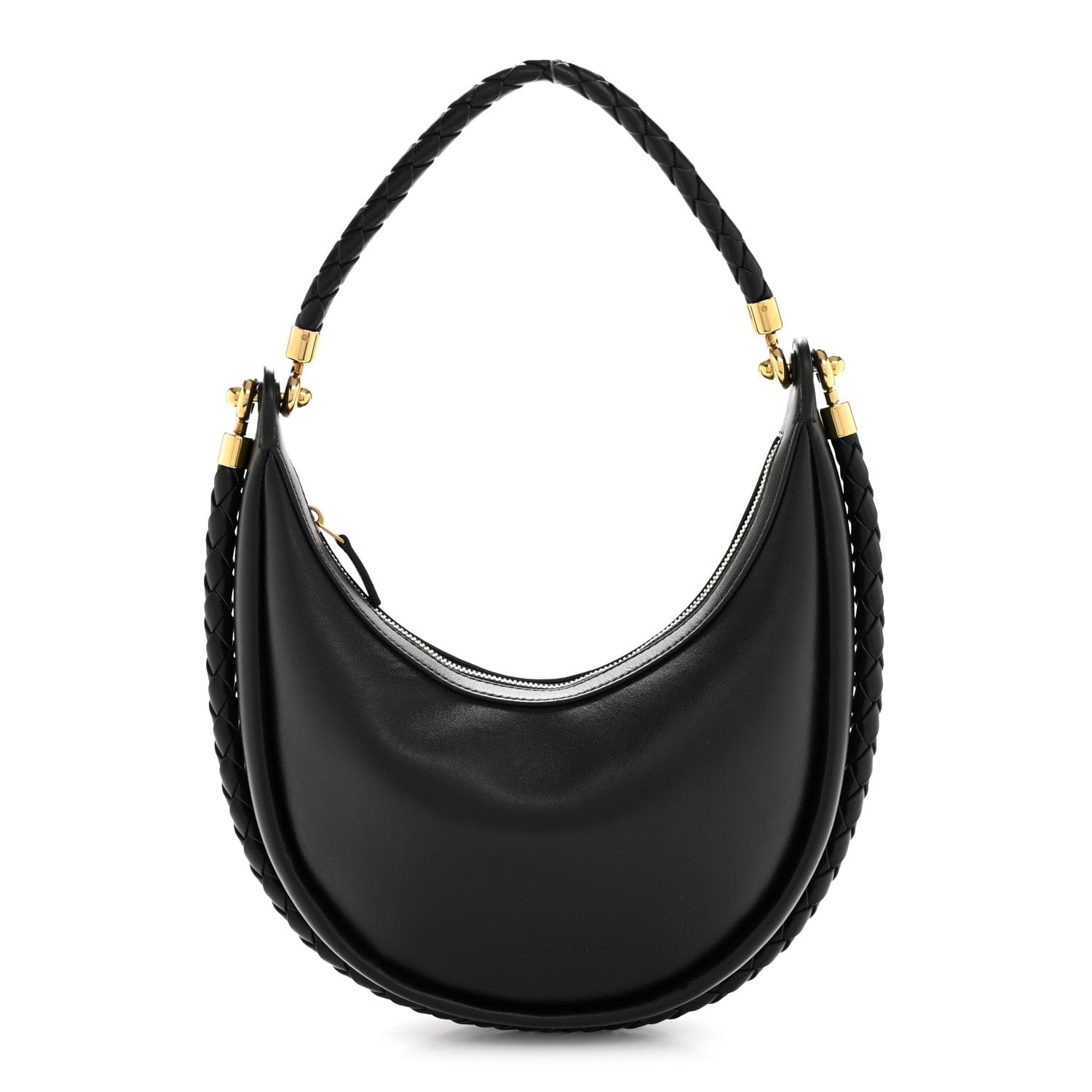 Bottega Veneta Smooth Calfskin Hula Hoop Shoulder Bag Black