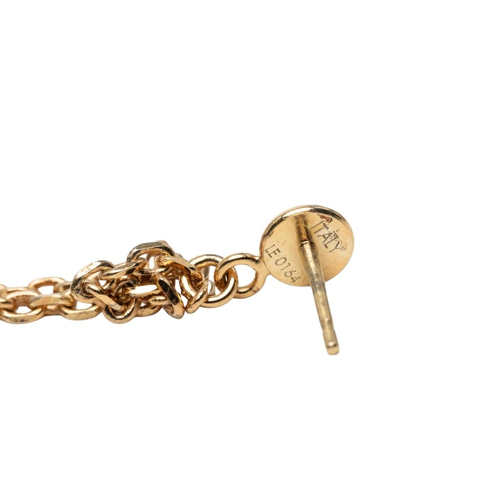 Louis Vuitton Gold Plated Strass Gamble Drop Push Back Earrings