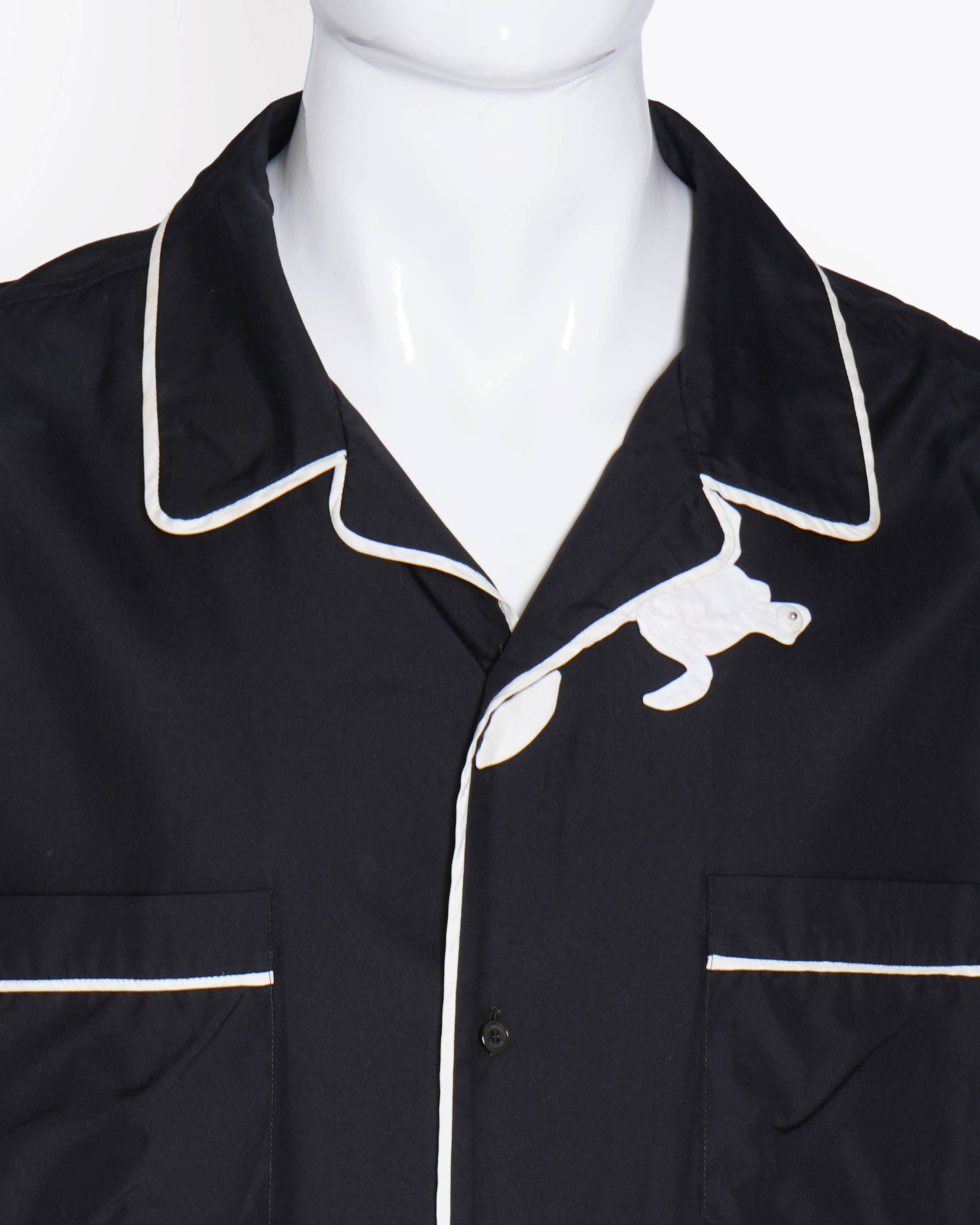 Valentino S/S 2024 Men's Silk PJ Set In Black WIth White Piping
