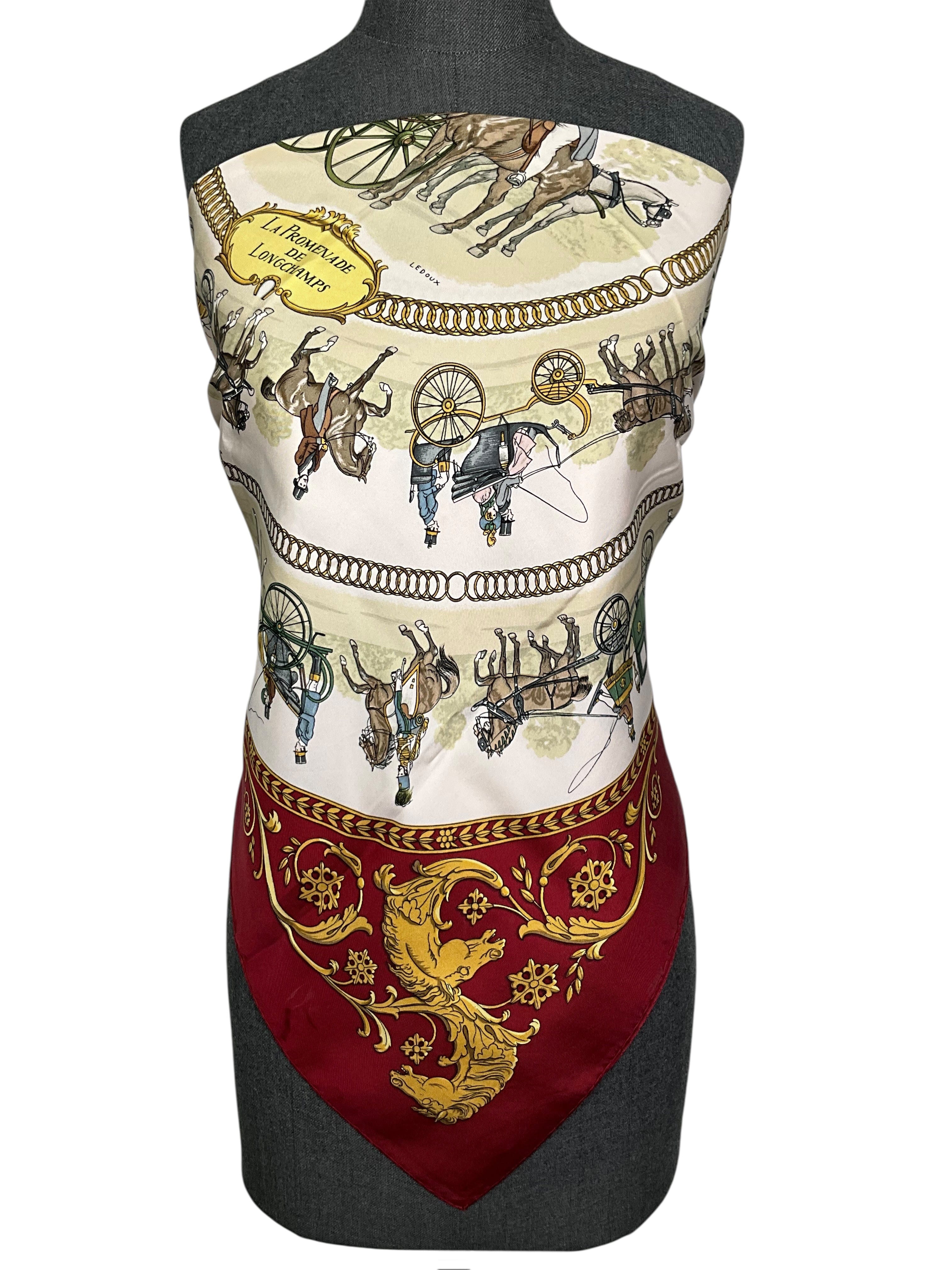 HERMES La Promenade de Longchamps Silk Scarf 90