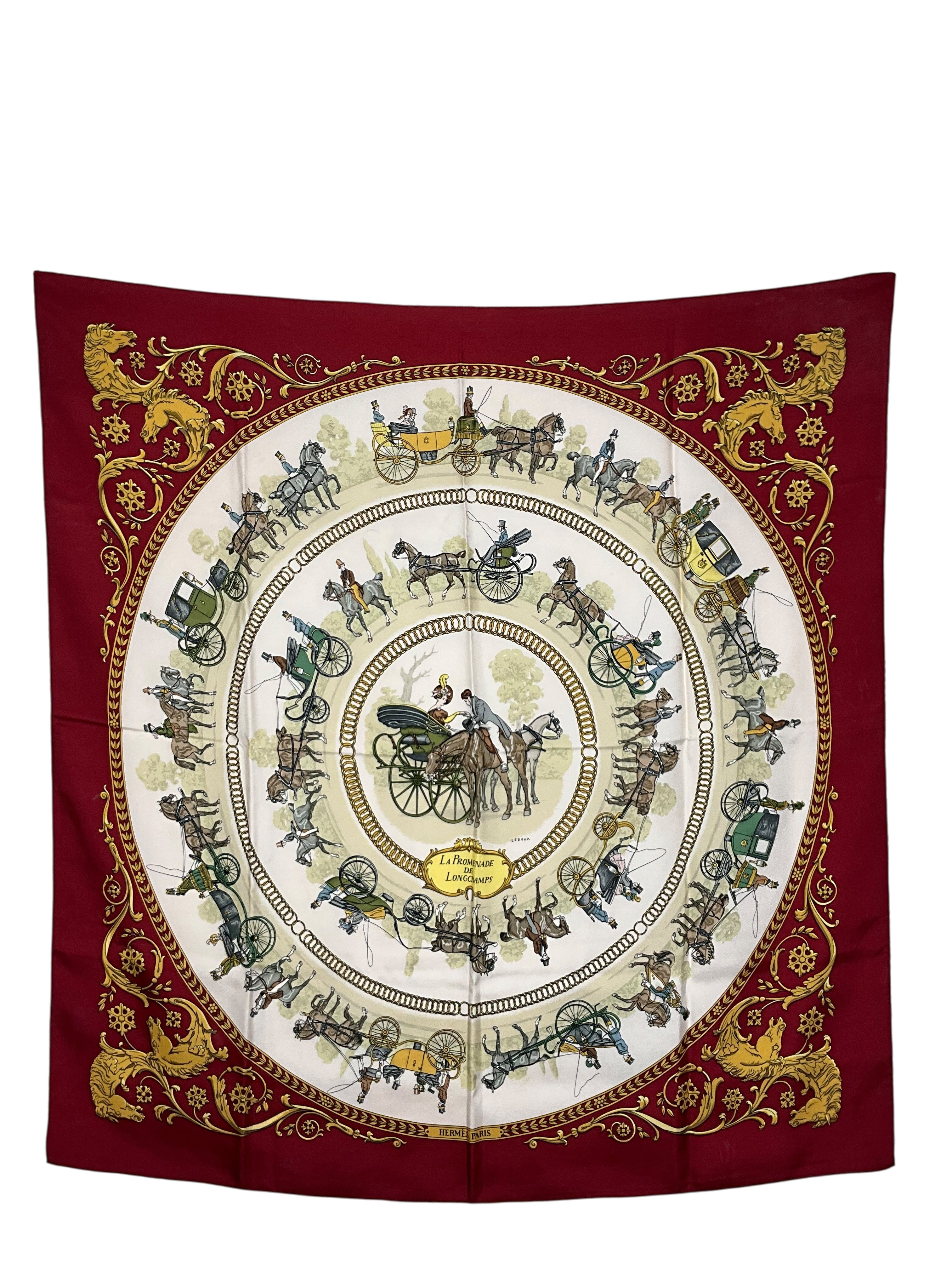HERMES La Promenade de Longchamps Silk Scarf 90