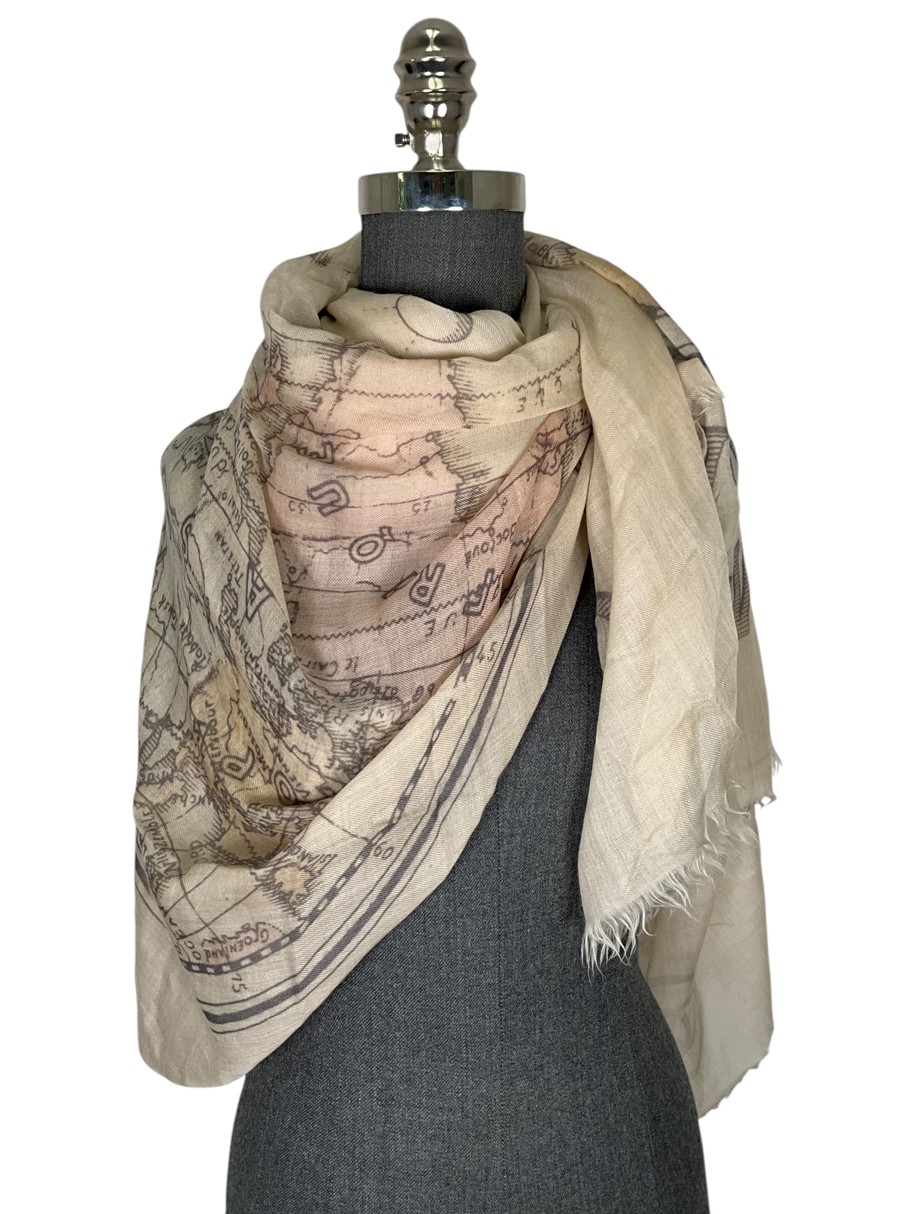 CHANEL New World Map Cashmere Shawl