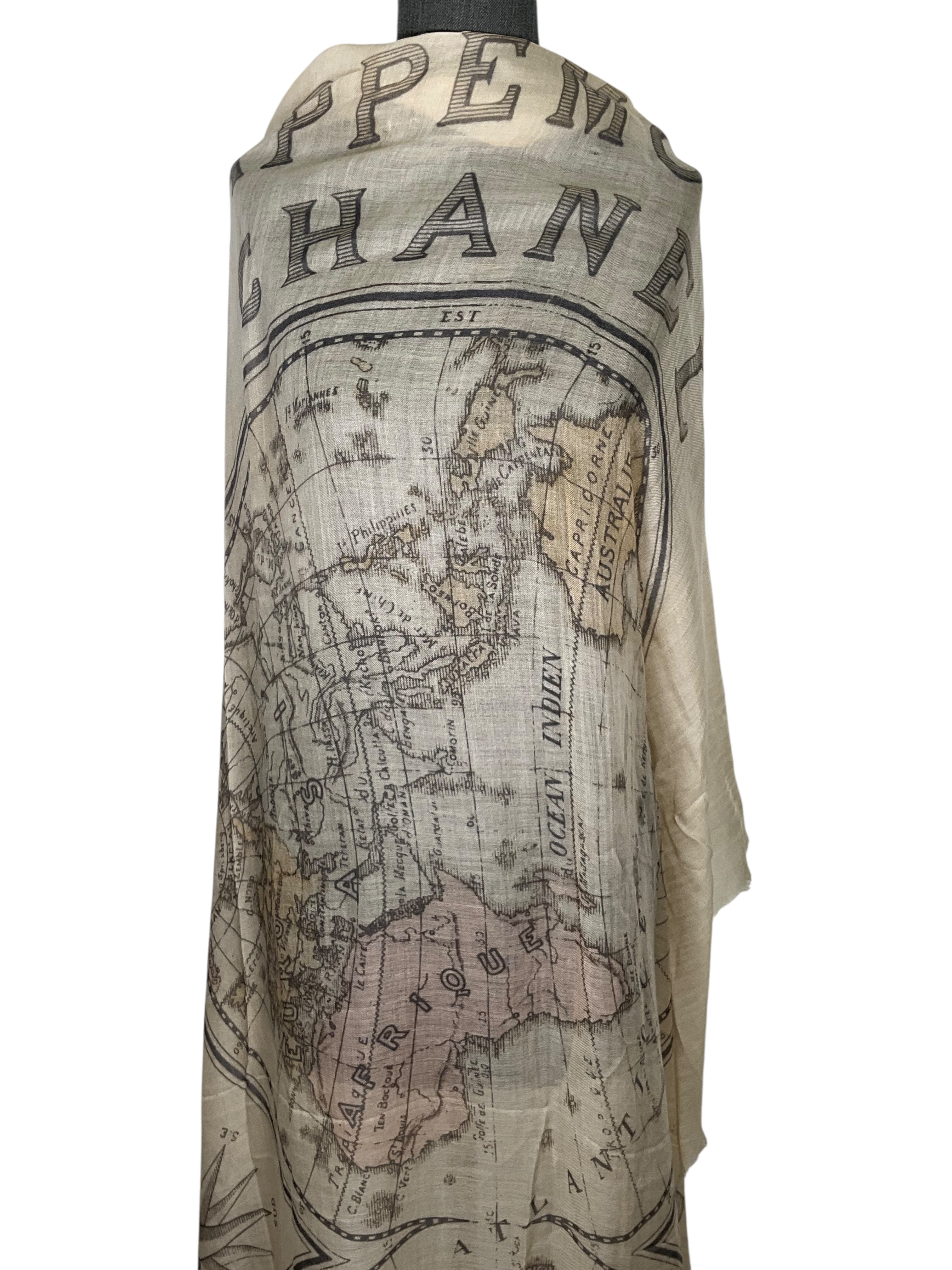 CHANEL New World Map Cashmere Shawl