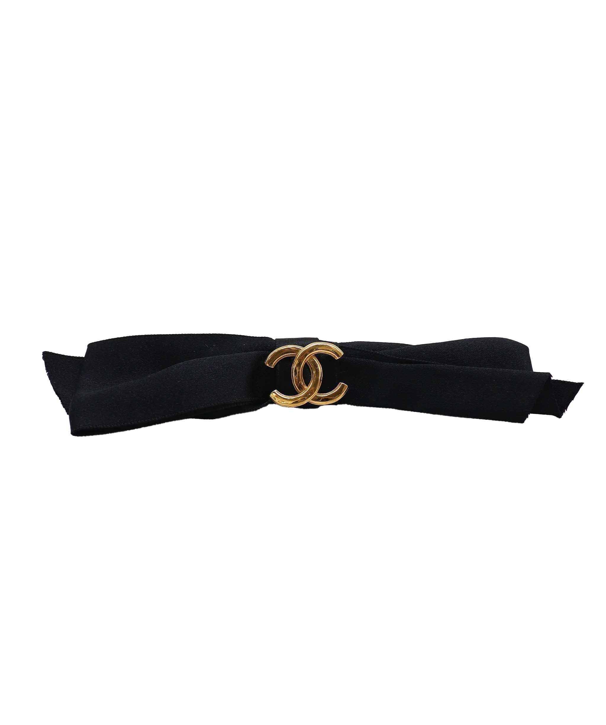 Chanel Black Satin Bow Hair Clip DXBS3681
