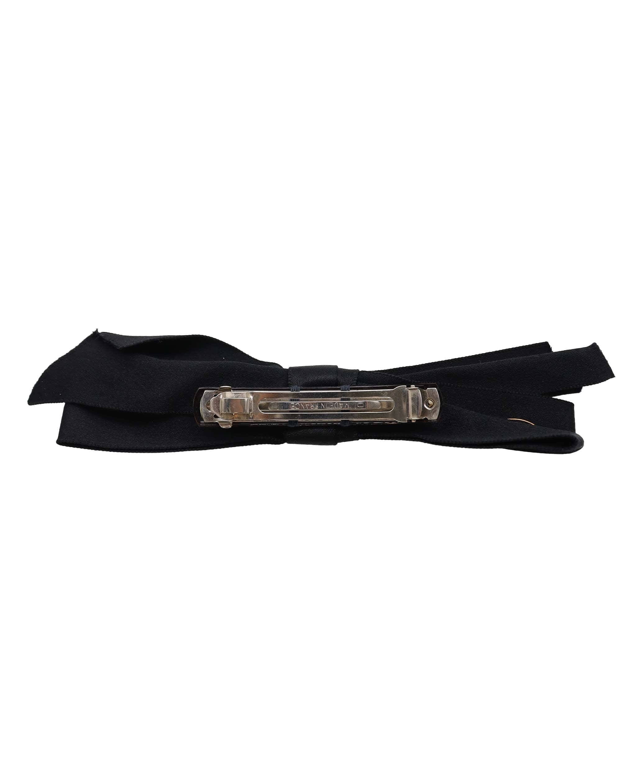 Chanel Black Satin Bow Hair Clip DXBS3681