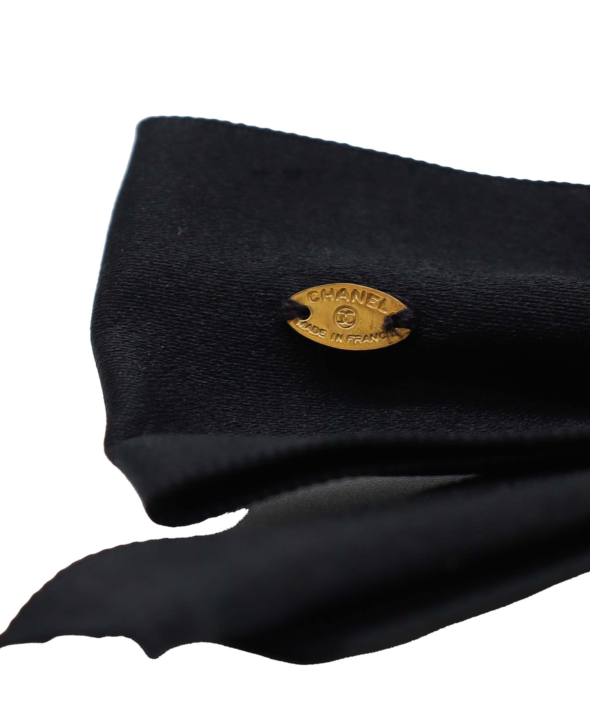 Chanel Black Satin Bow Hair Clip DXBS3681