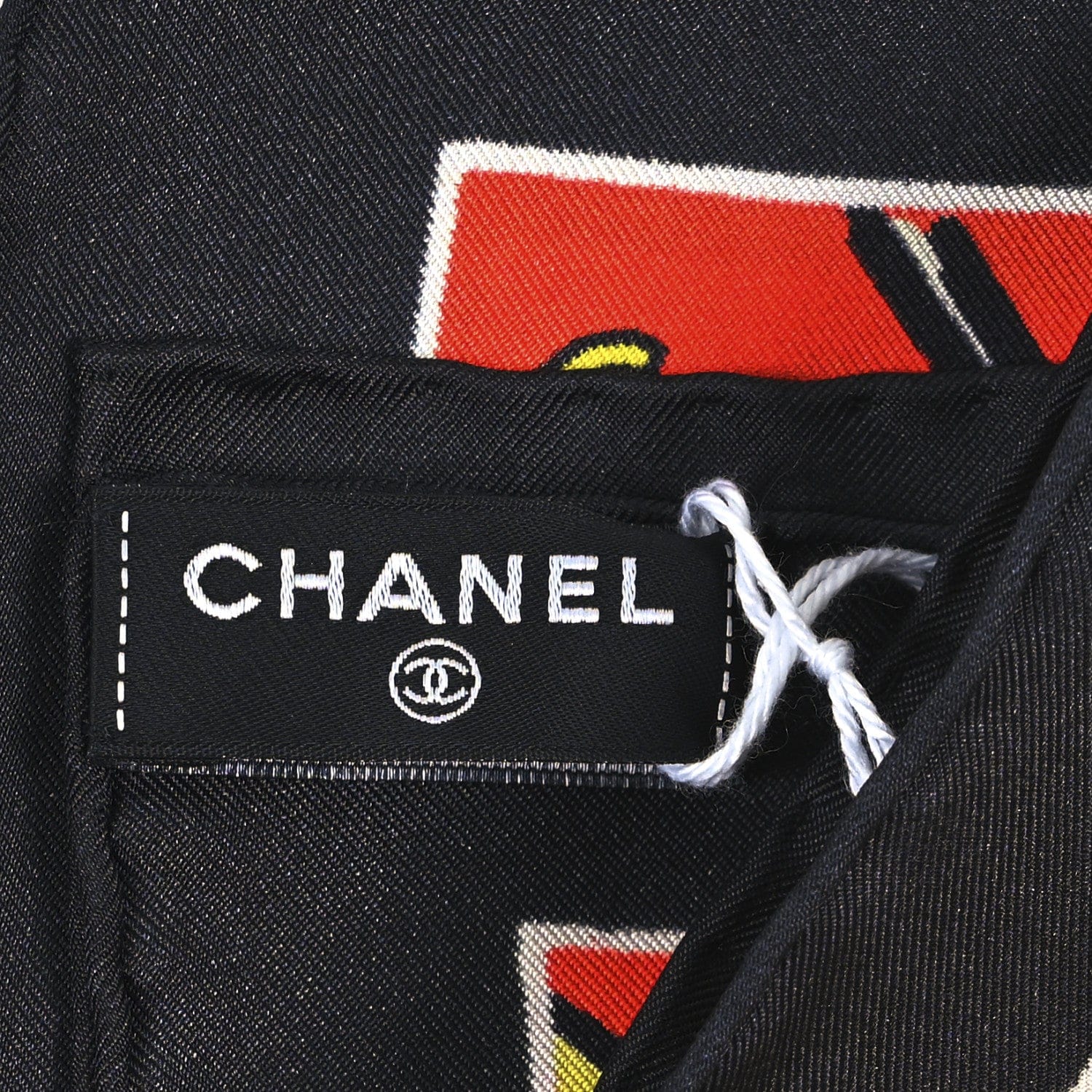 Chanel Silk CC Comics Bandana Red Black Multicolor Red Black Multicolor