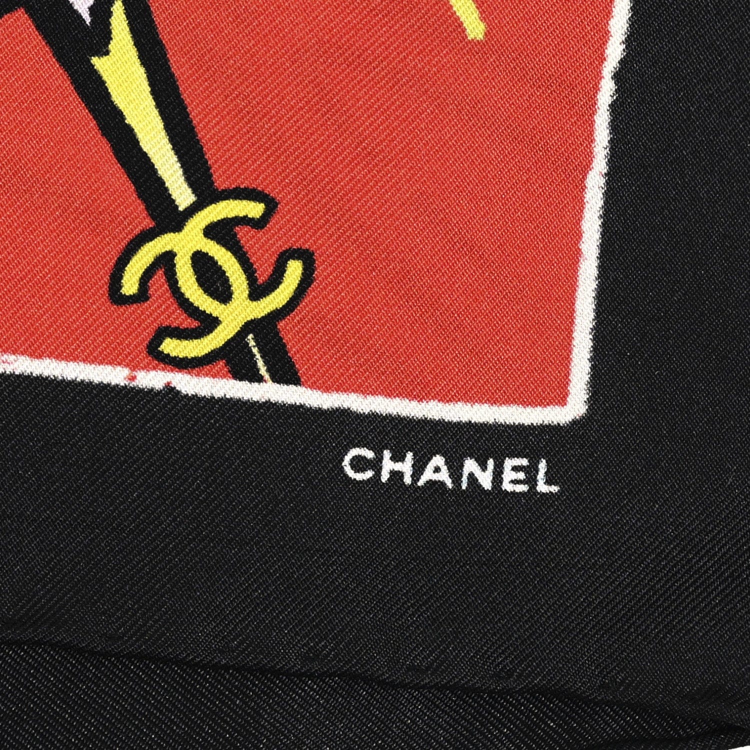 Chanel Silk CC Comics Bandana Red Black Multicolor Red Black Multicolor