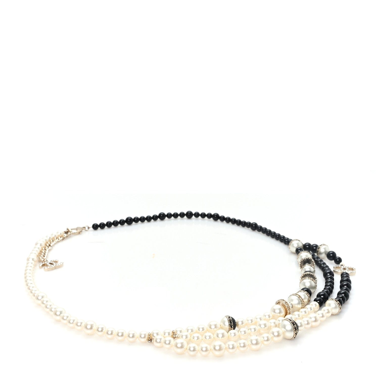 Chanel Pearl Crystal Bead Divine Higness Belt White Black