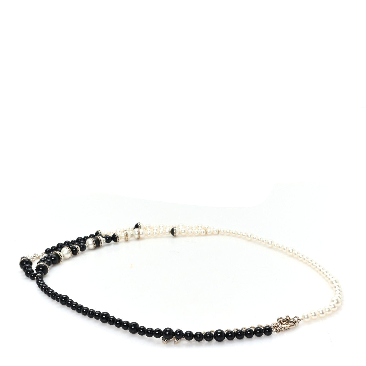 Chanel Pearl Crystal Bead Divine Higness Belt White Black