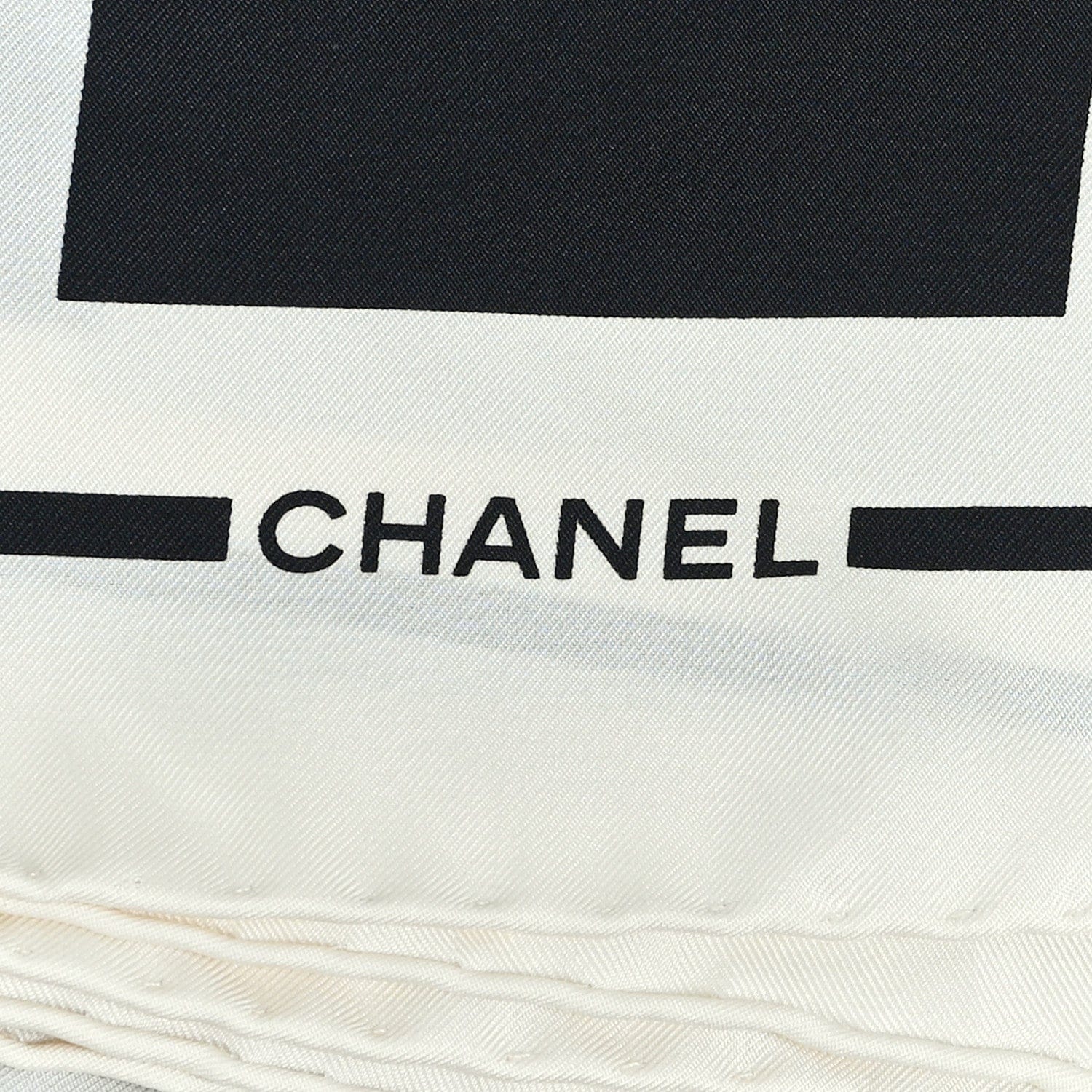 Chanel Silk CC Checkered Square Scarf Black Ecru