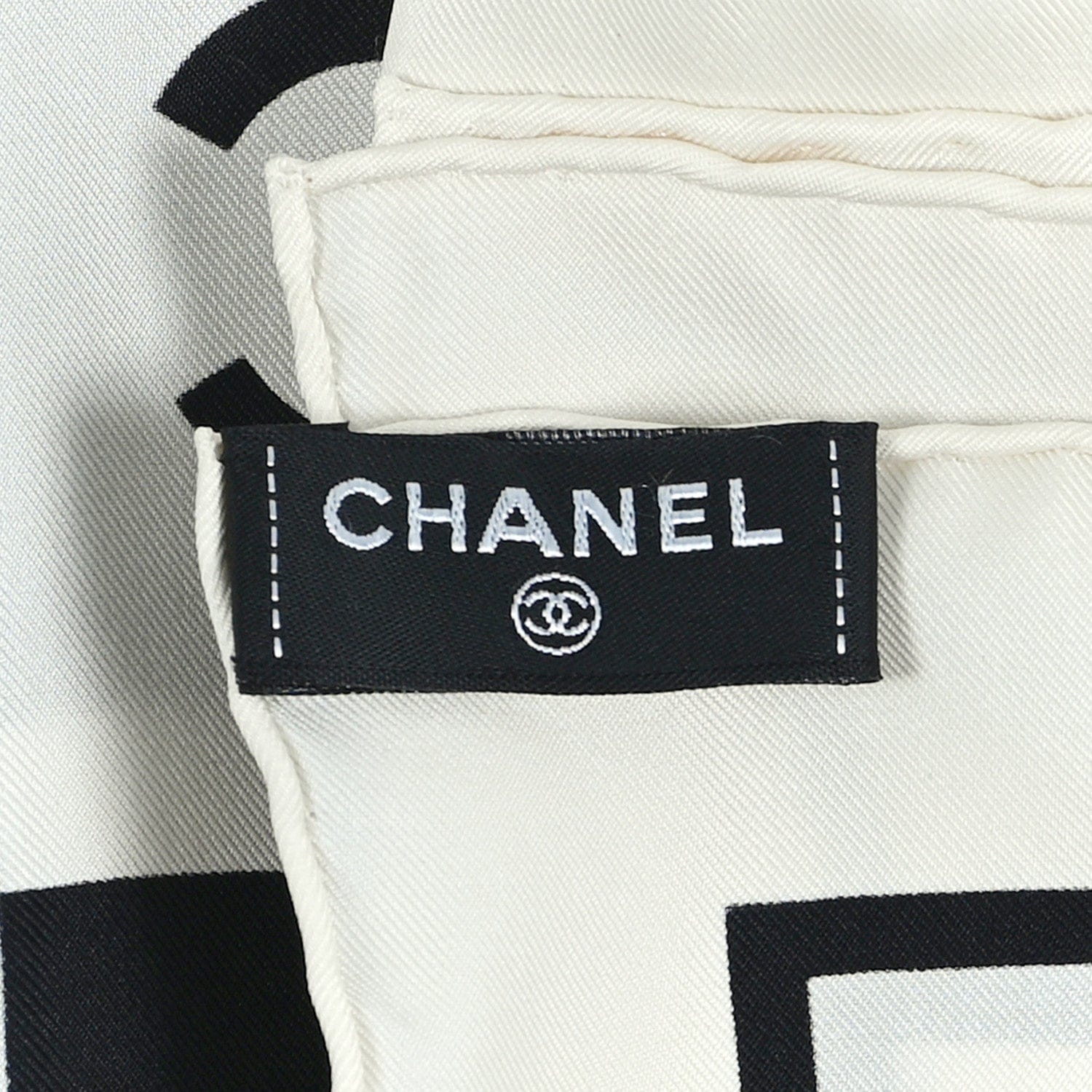 Chanel Silk CC Checkered Square Scarf Black Ecru