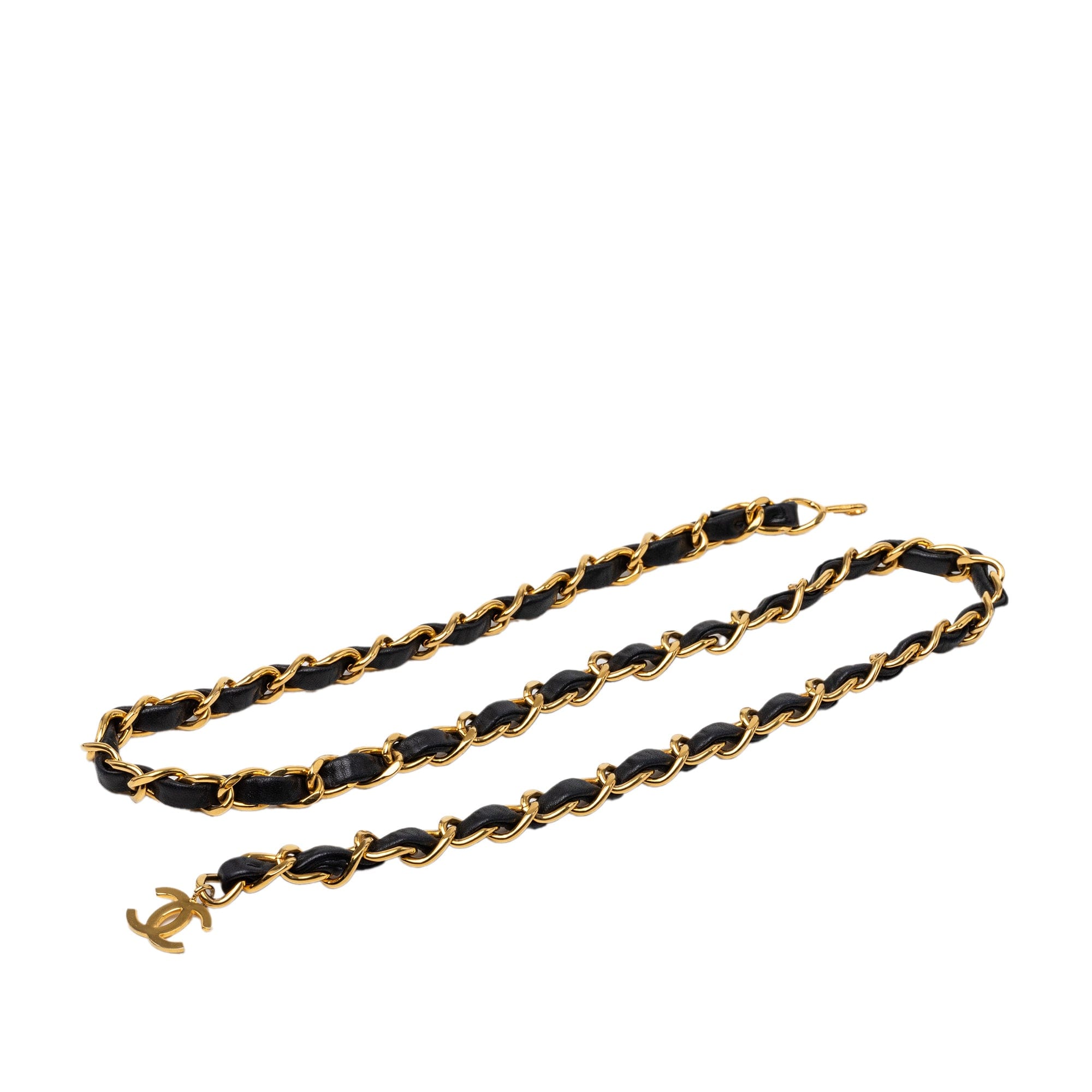 Chanel CC Gold Plated Leather Woven Chain Link Belt