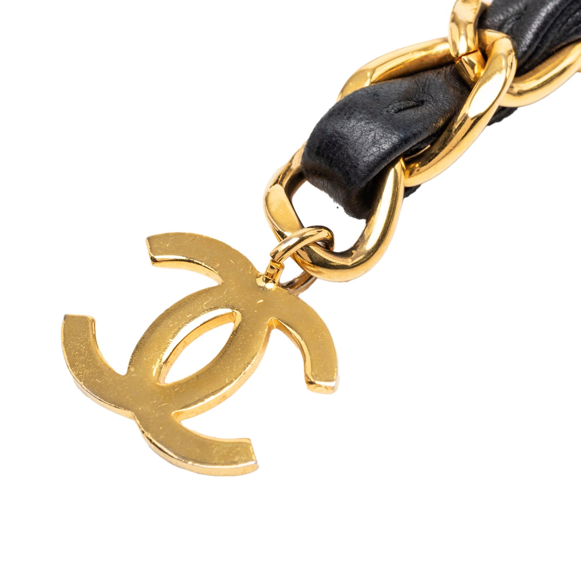 Chanel CC Gold Plated Leather Woven Chain Link Belt