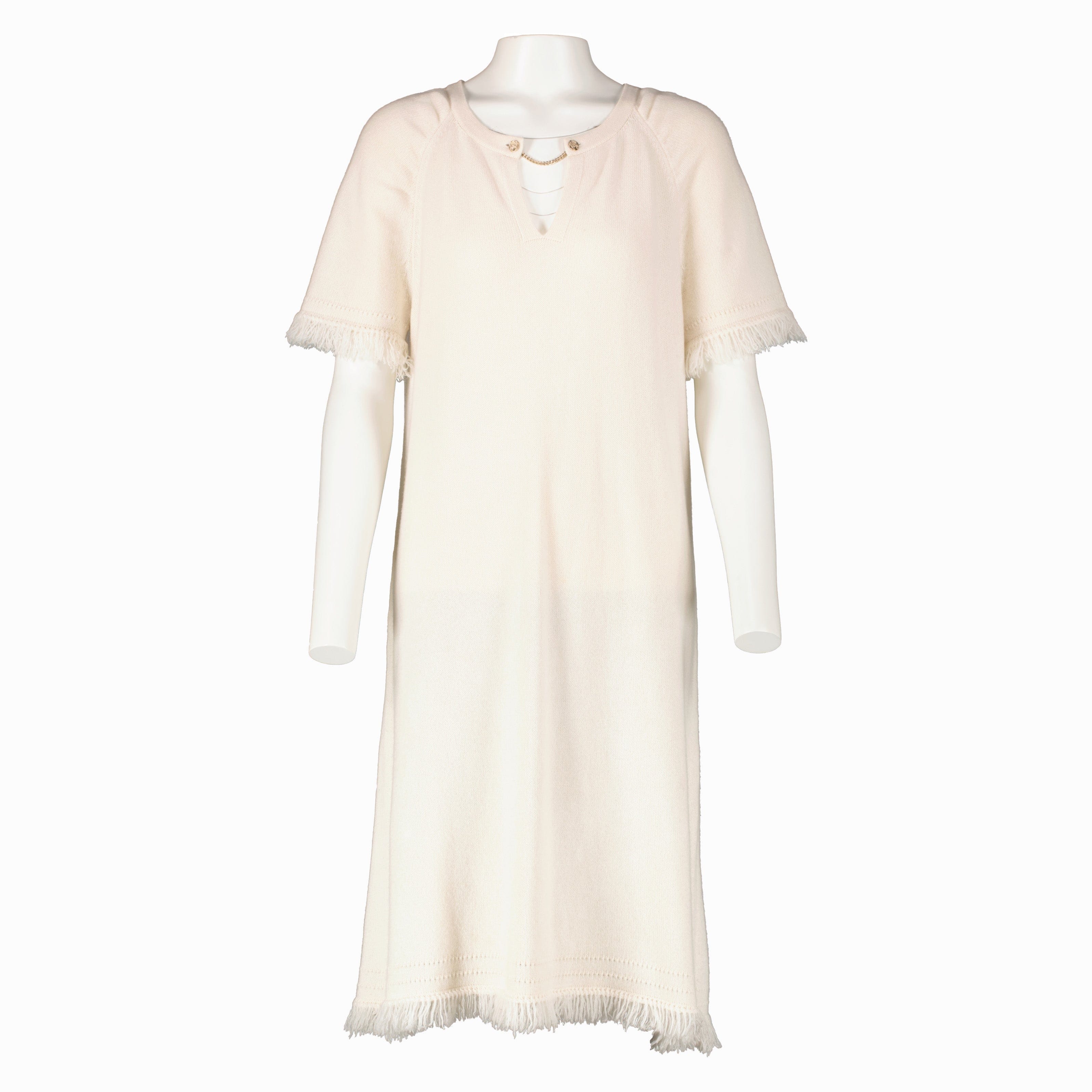 Chanel 18C Beige Knitted Dress - Size 42