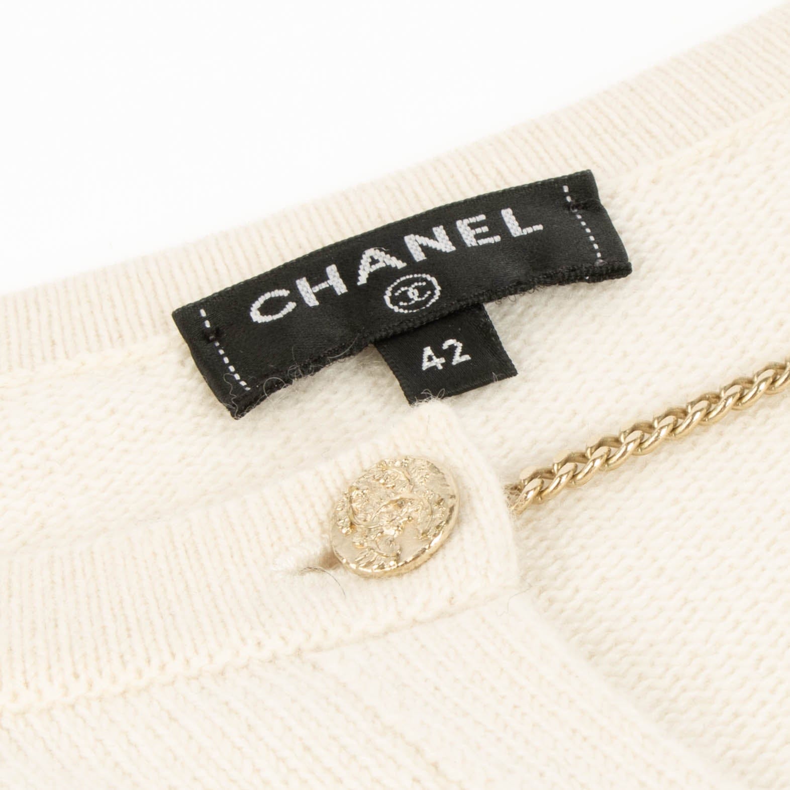 Chanel 18C Beige Knitted Dress - Size 42