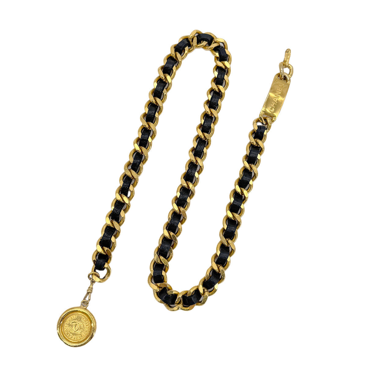 CHANEL VINTAGE CHAIN BELT LEATHER COCOMARK ACCESSORY 90283918