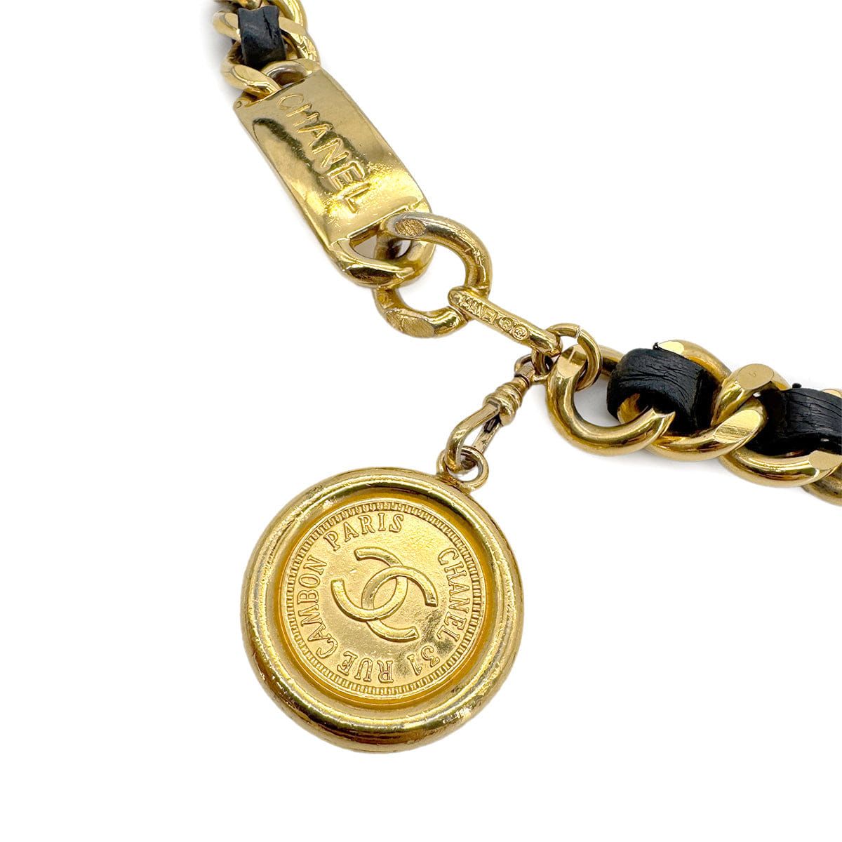 CHANEL VINTAGE CHAIN BELT LEATHER COCOMARK ACCESSORY 90283918