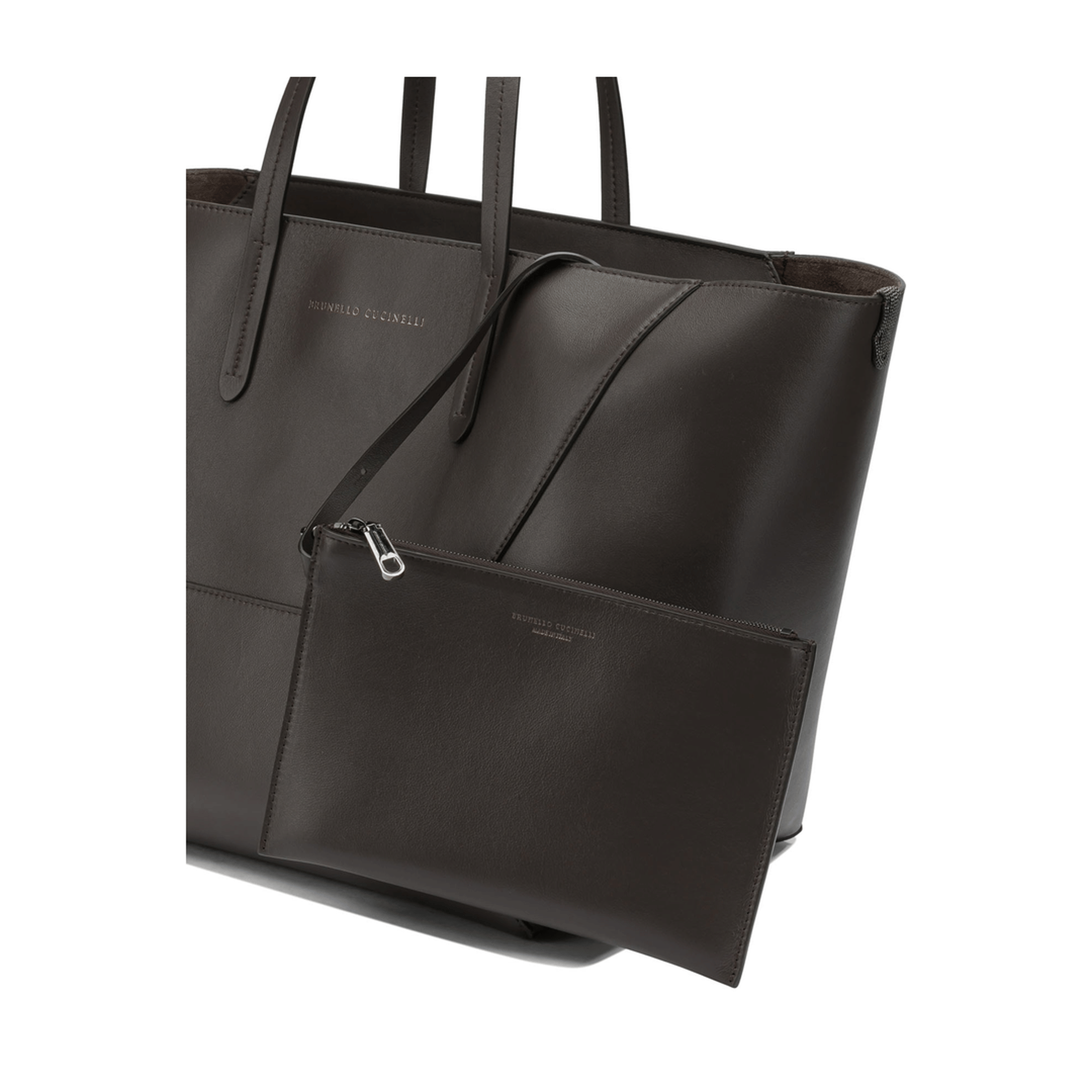 Brunello Cucinelli BC Duo Large Calfskin Tote - Rust Brown