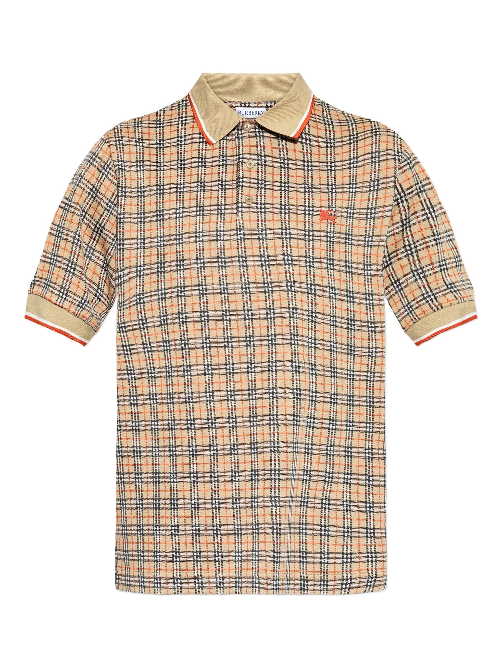 Burberry check - pattern logo - detail polo shirt