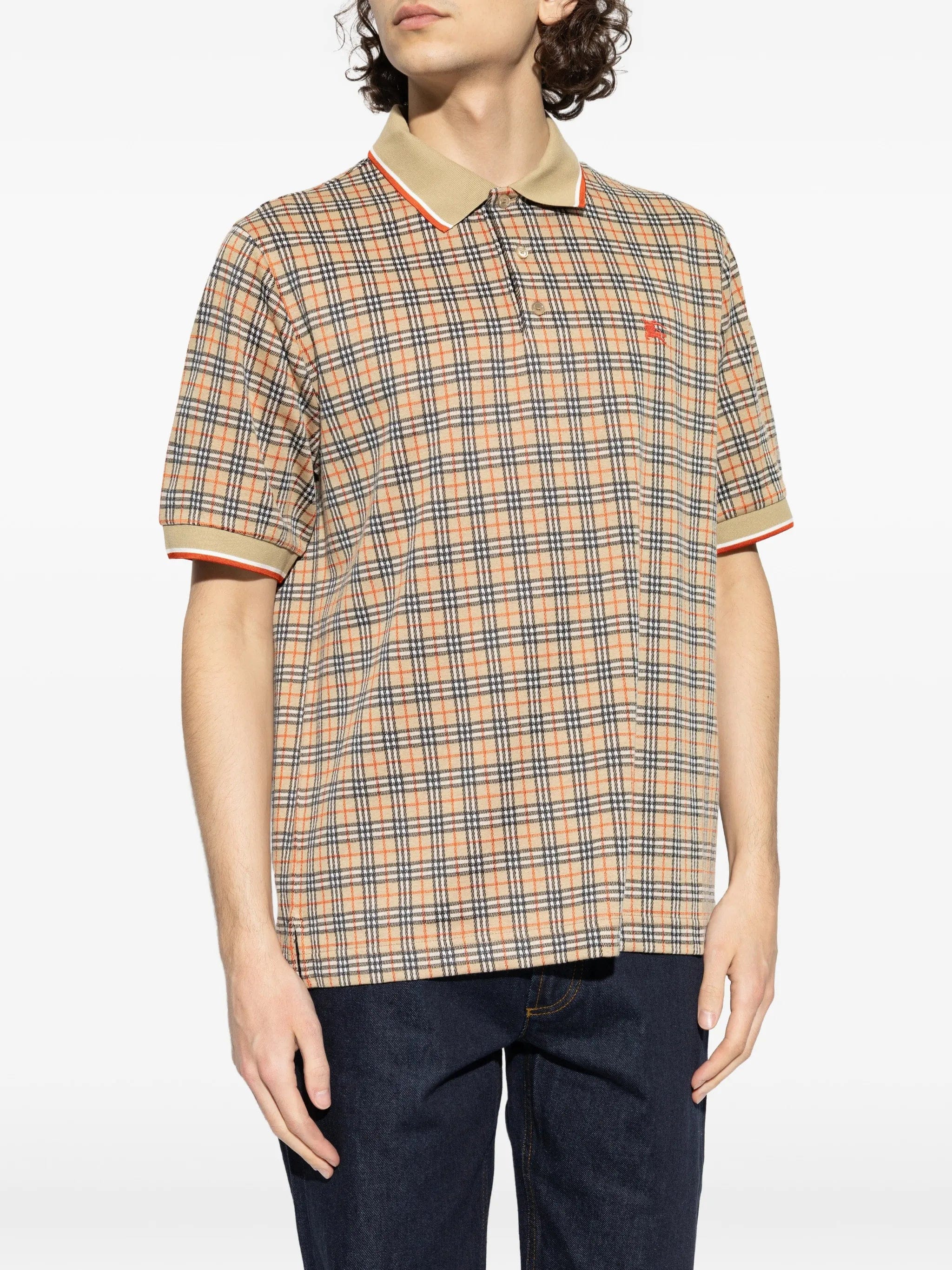 Burberry check - pattern logo - detail polo shirt